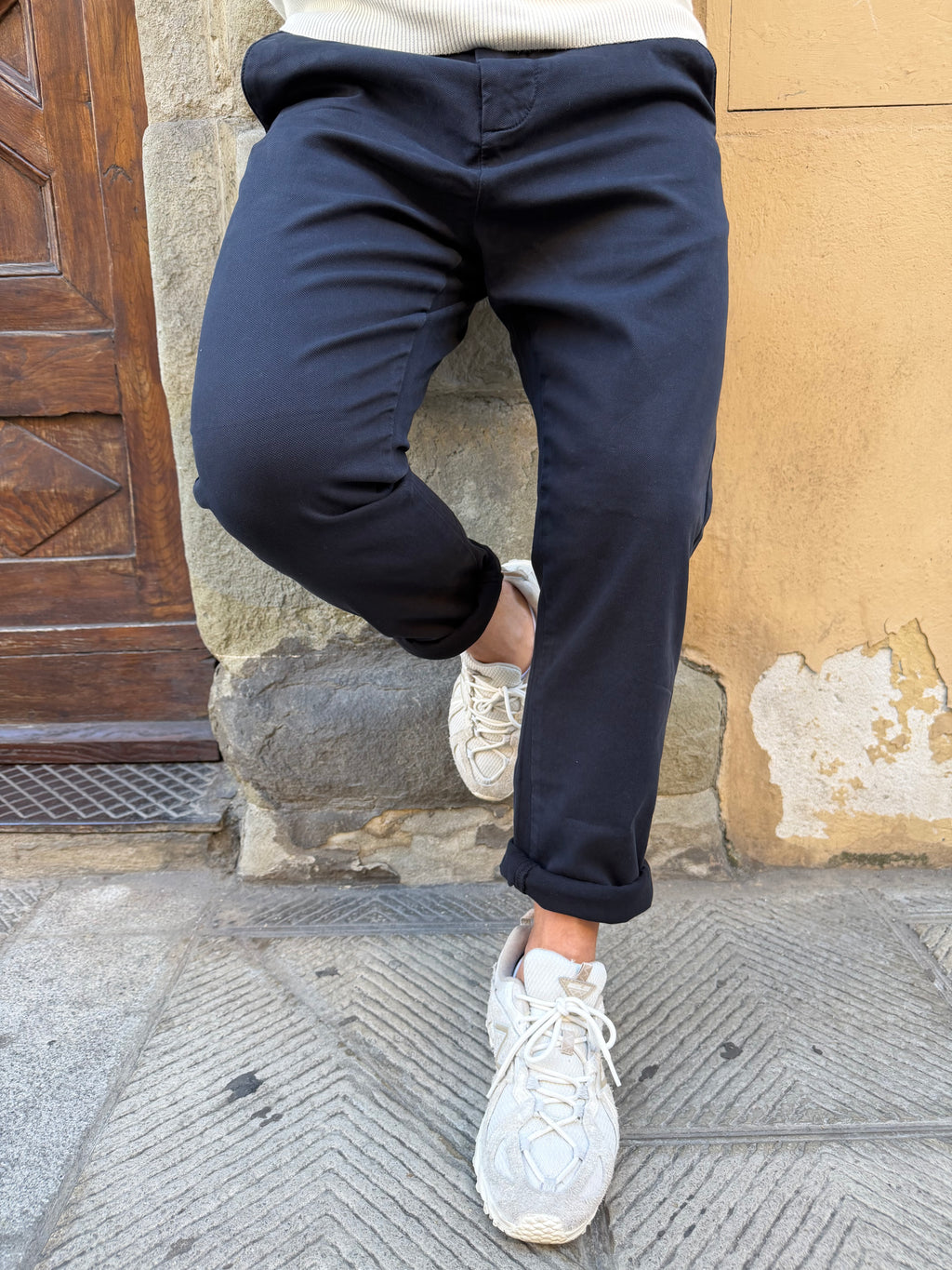 Chinos di Hamaki-Ho in piquet blu navy