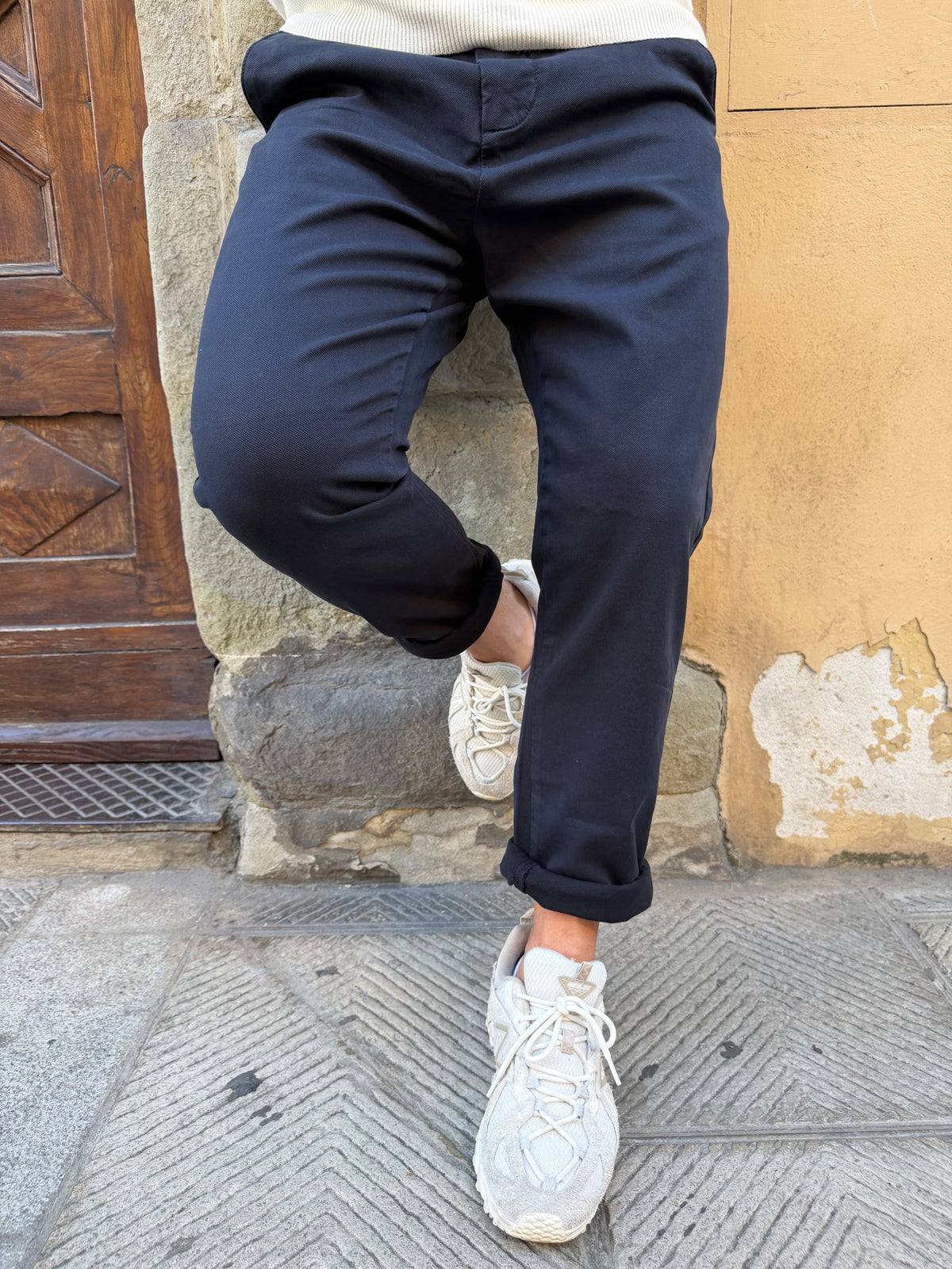 Chinos di Hamaki-Ho in piquet blu navy