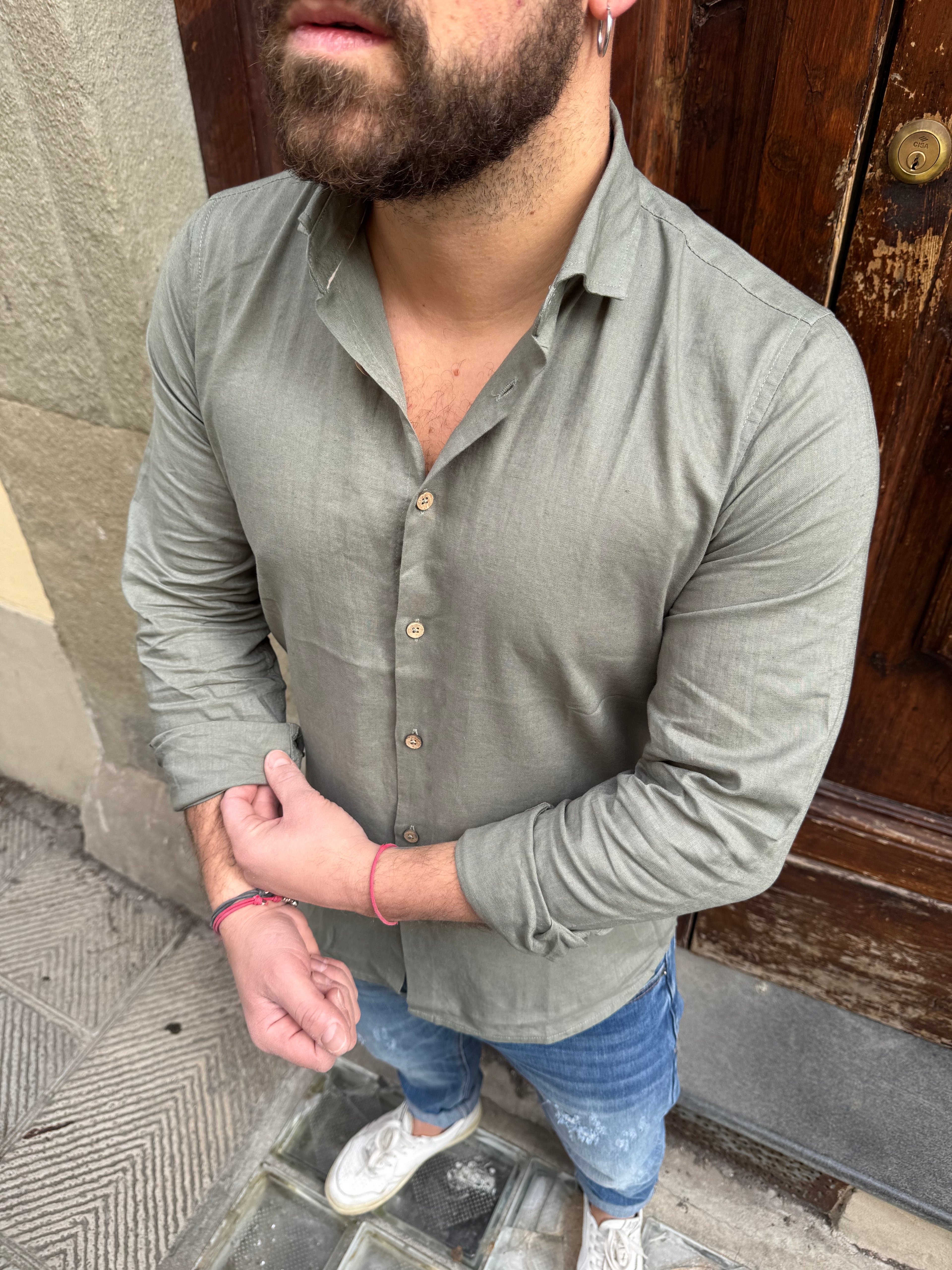 Camicia Lino Hamaki-Ho verde