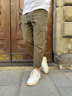 Pantalone Cargo lino di Hamaki-ho verde