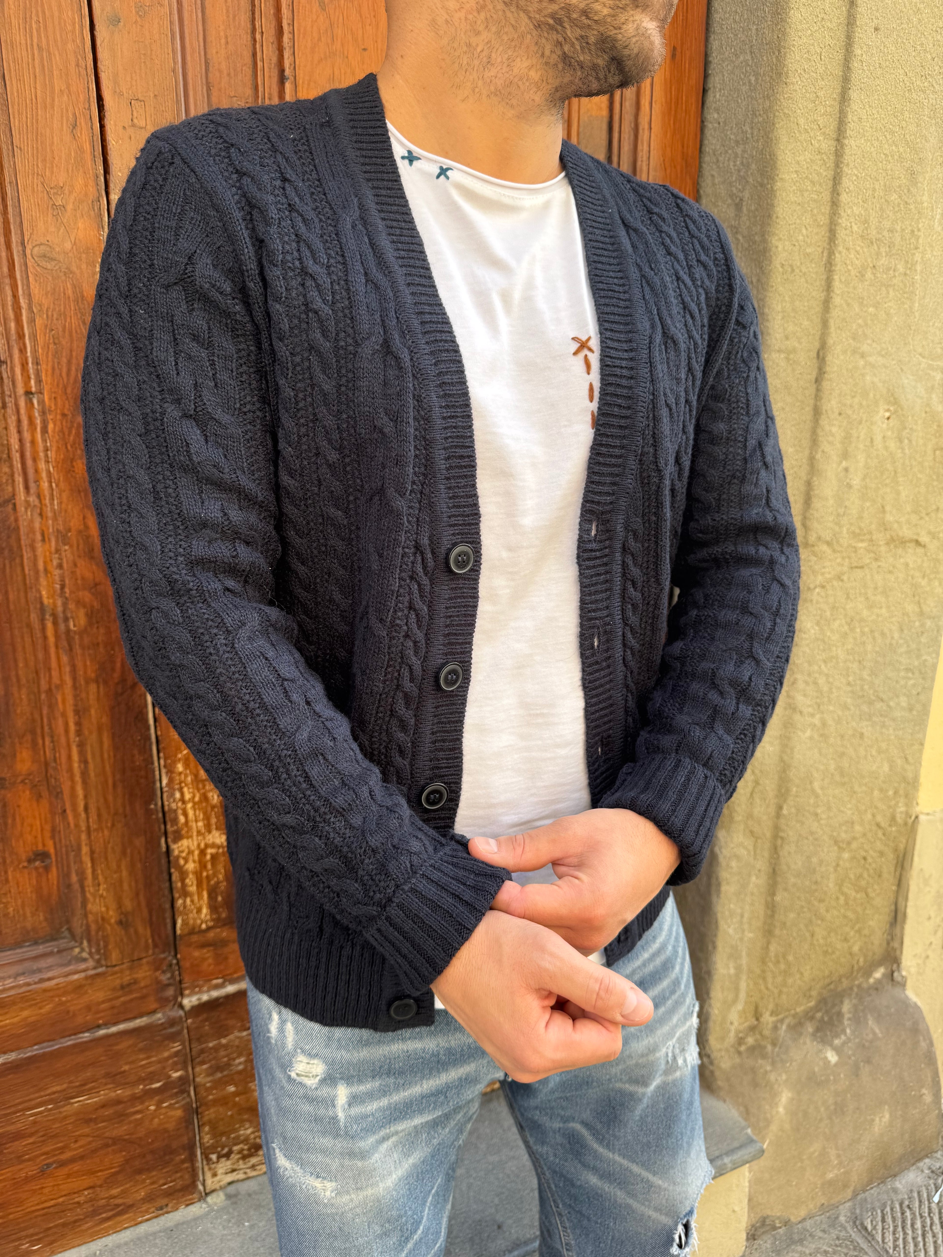 Cardigan Treccia di Hamaki-Ho blu