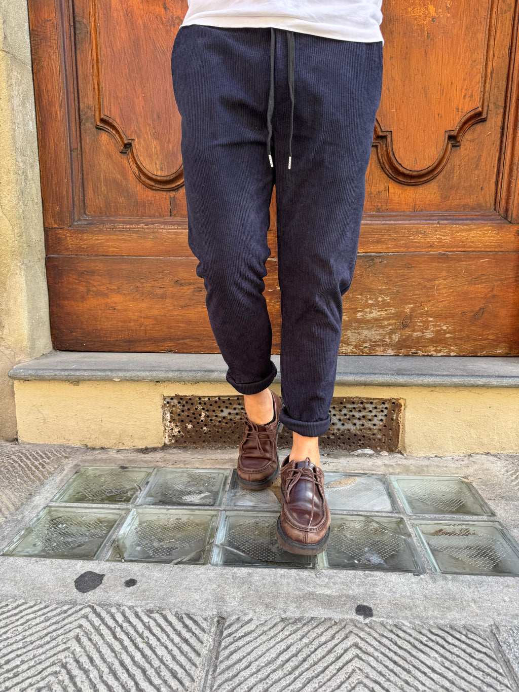 Pantalaccio Faz in velluto blu navy
