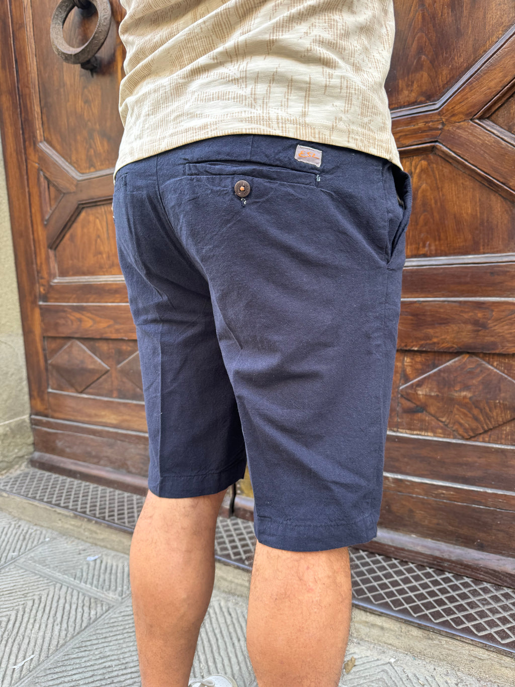 Bermuda Paul blu di Yes Zee in lino