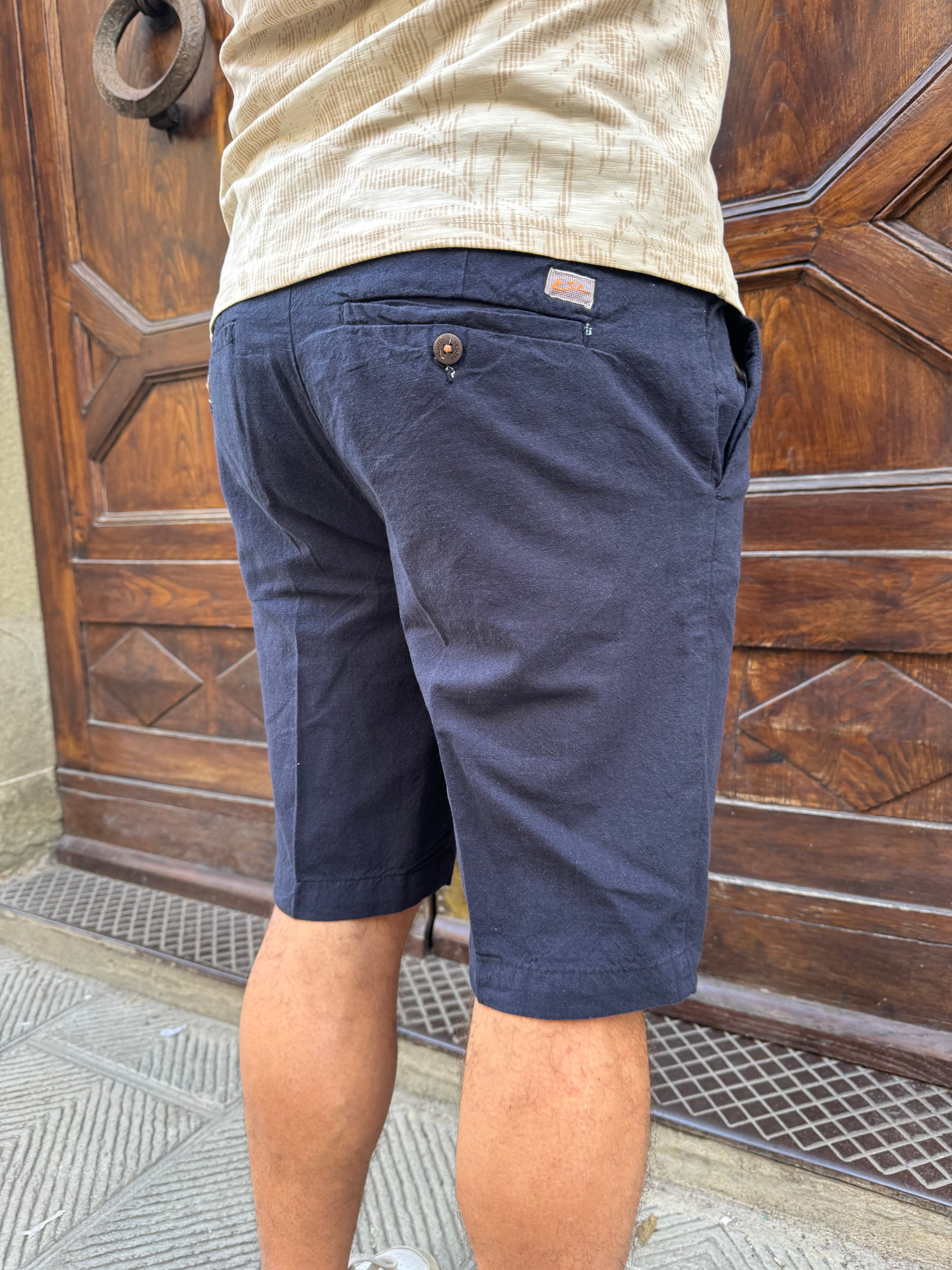 Bermuda Paul blu di Yes Zee in lino