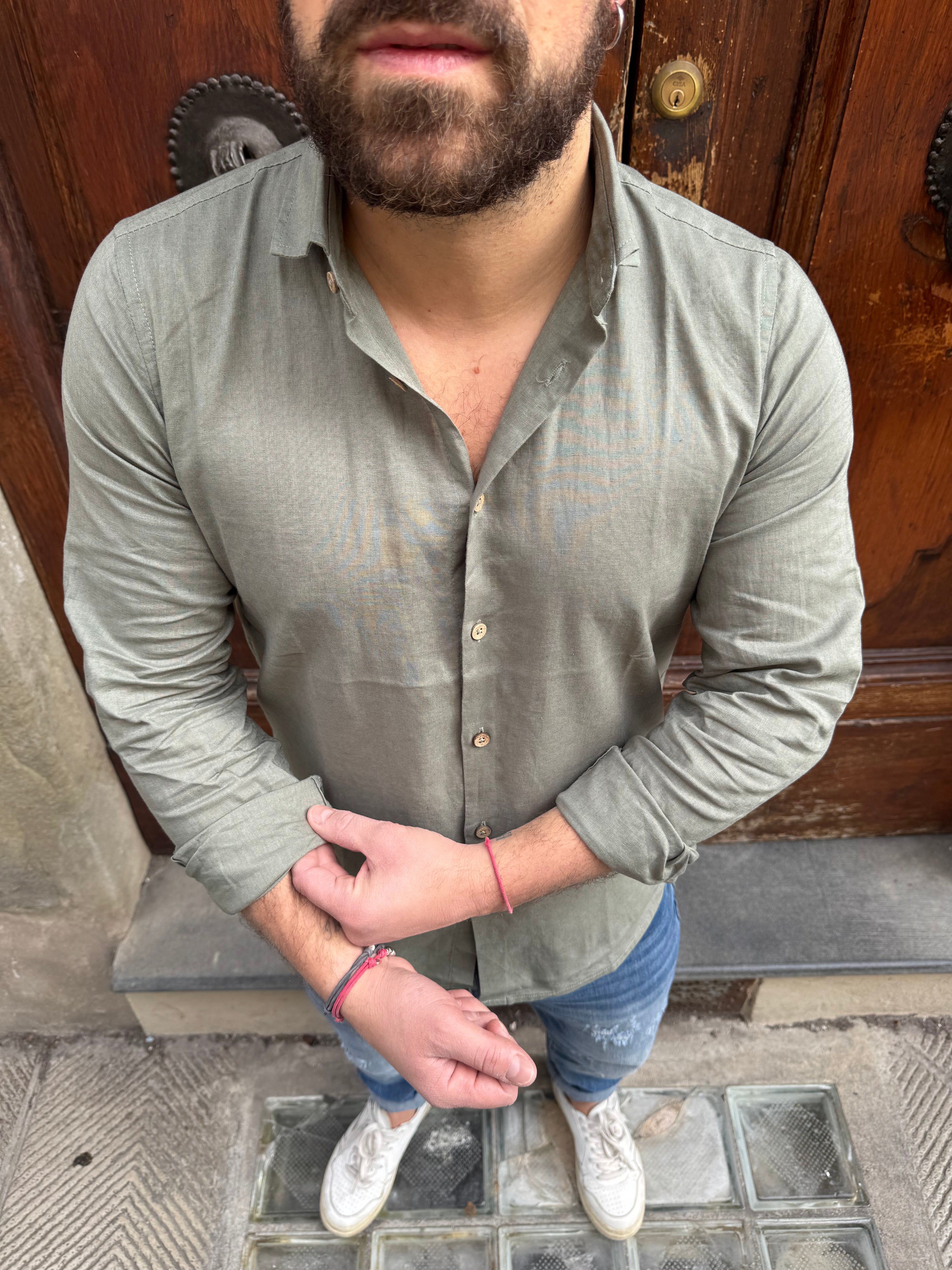 Camicia Lino Hamaki-Ho verde
