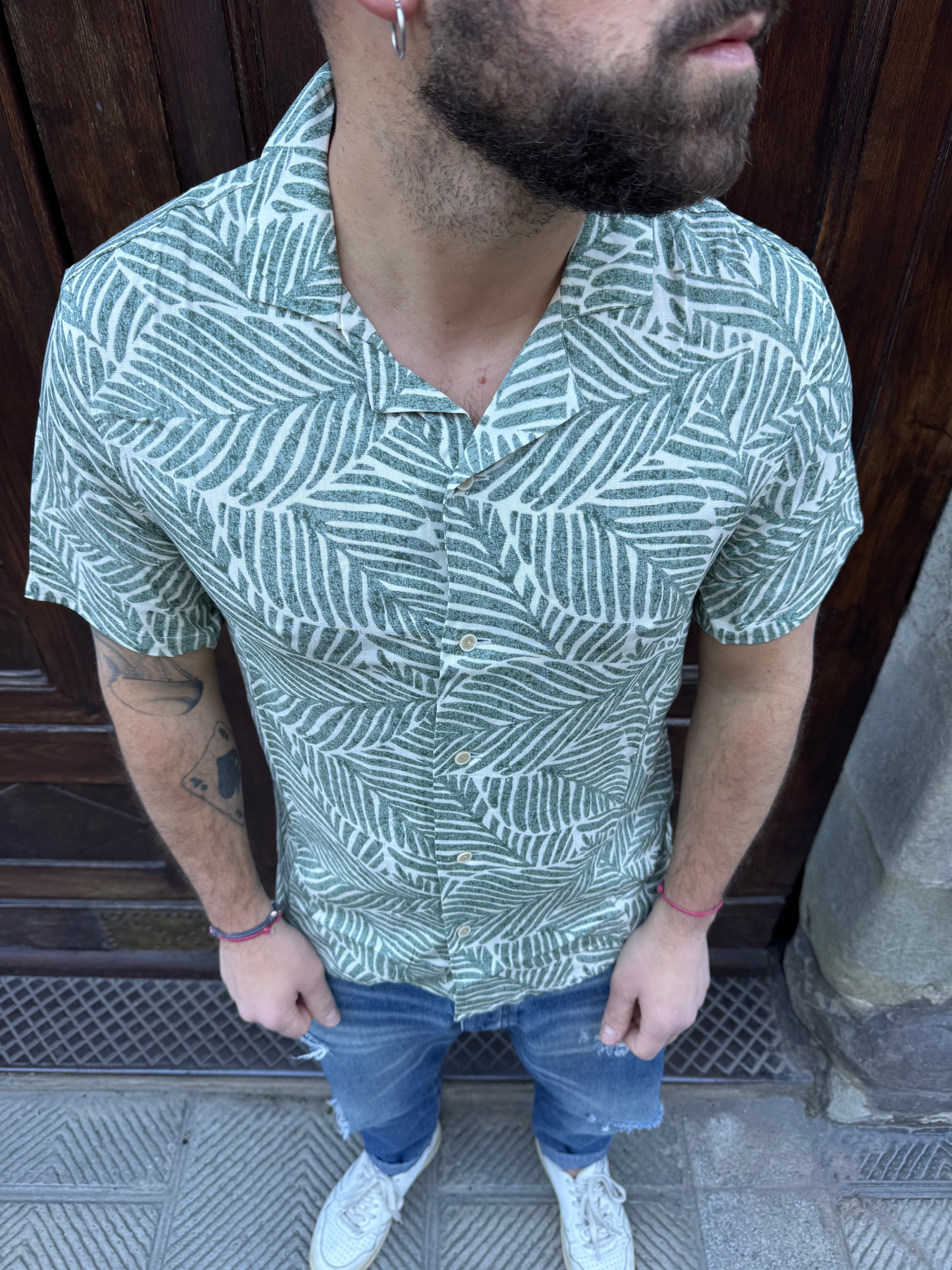 Camicia Flora di Tiffosi verde
