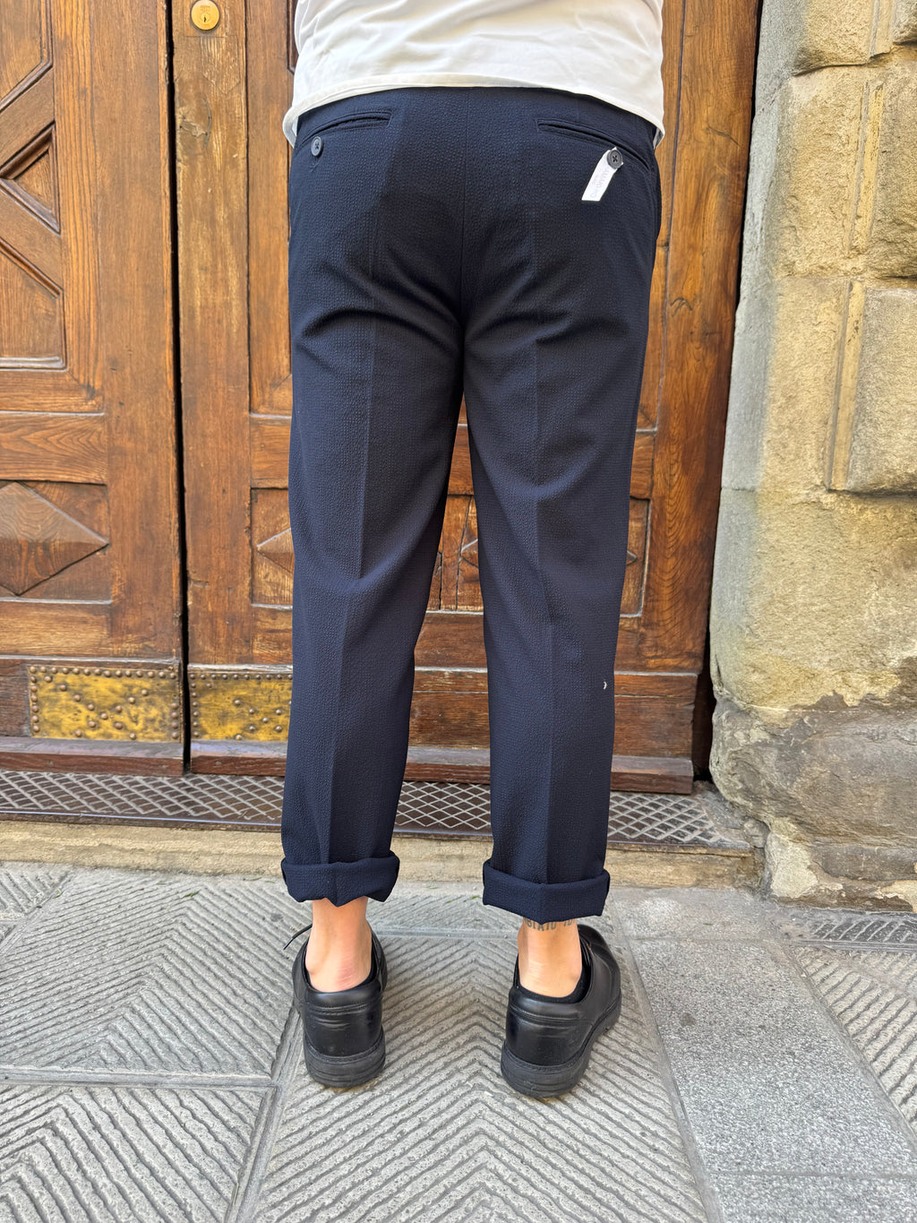 Pantalone completo Seersucker di Hamaki-Ho blu navy