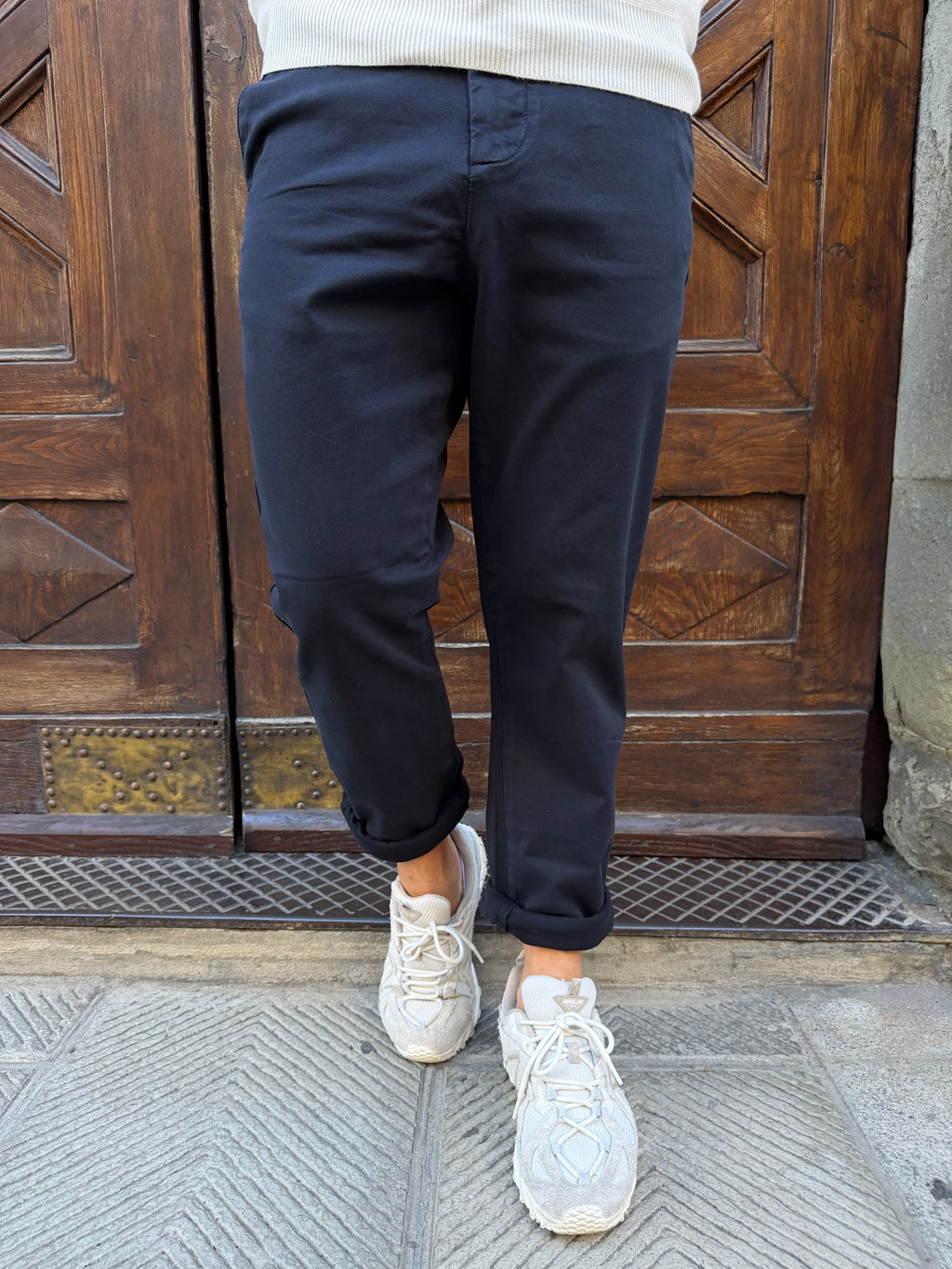Chinos di Hamaki-Ho in piquet blu navy