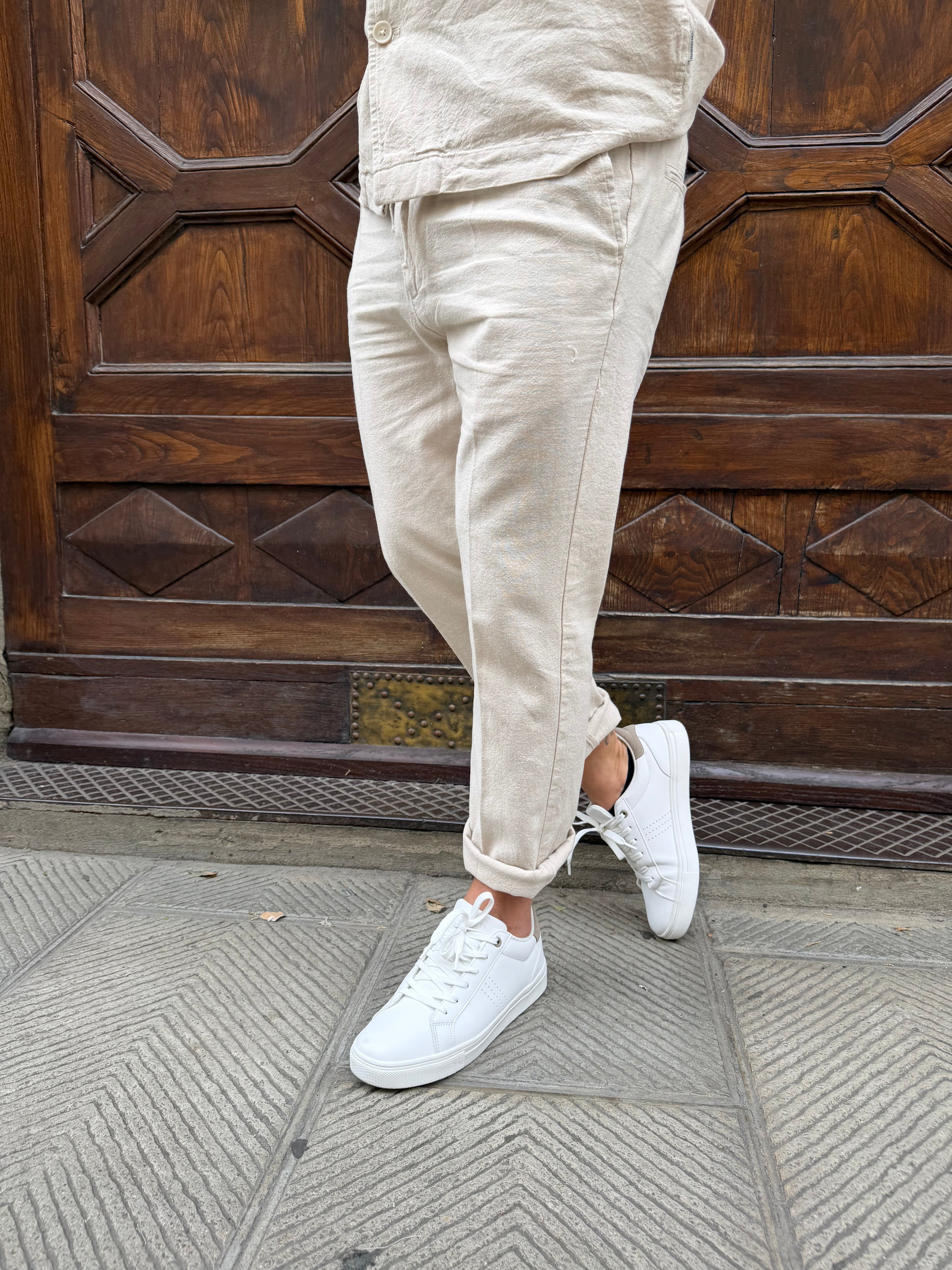 Pantalone coordinato Hamaki-Ho in lino sabbia