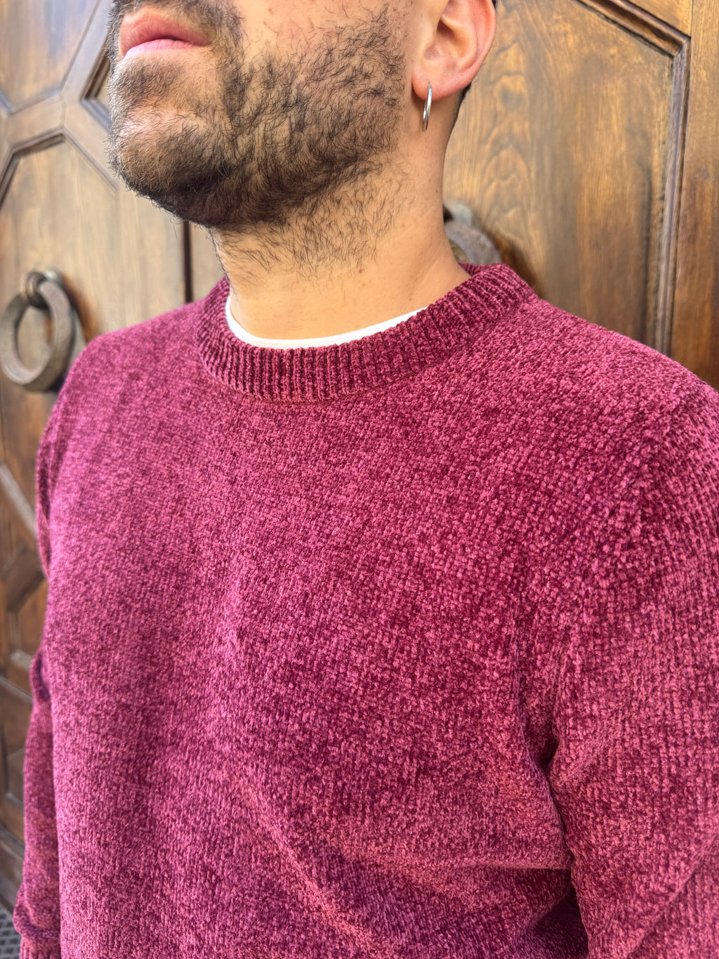 Maglione in ciniglia di Telamira bordeaux