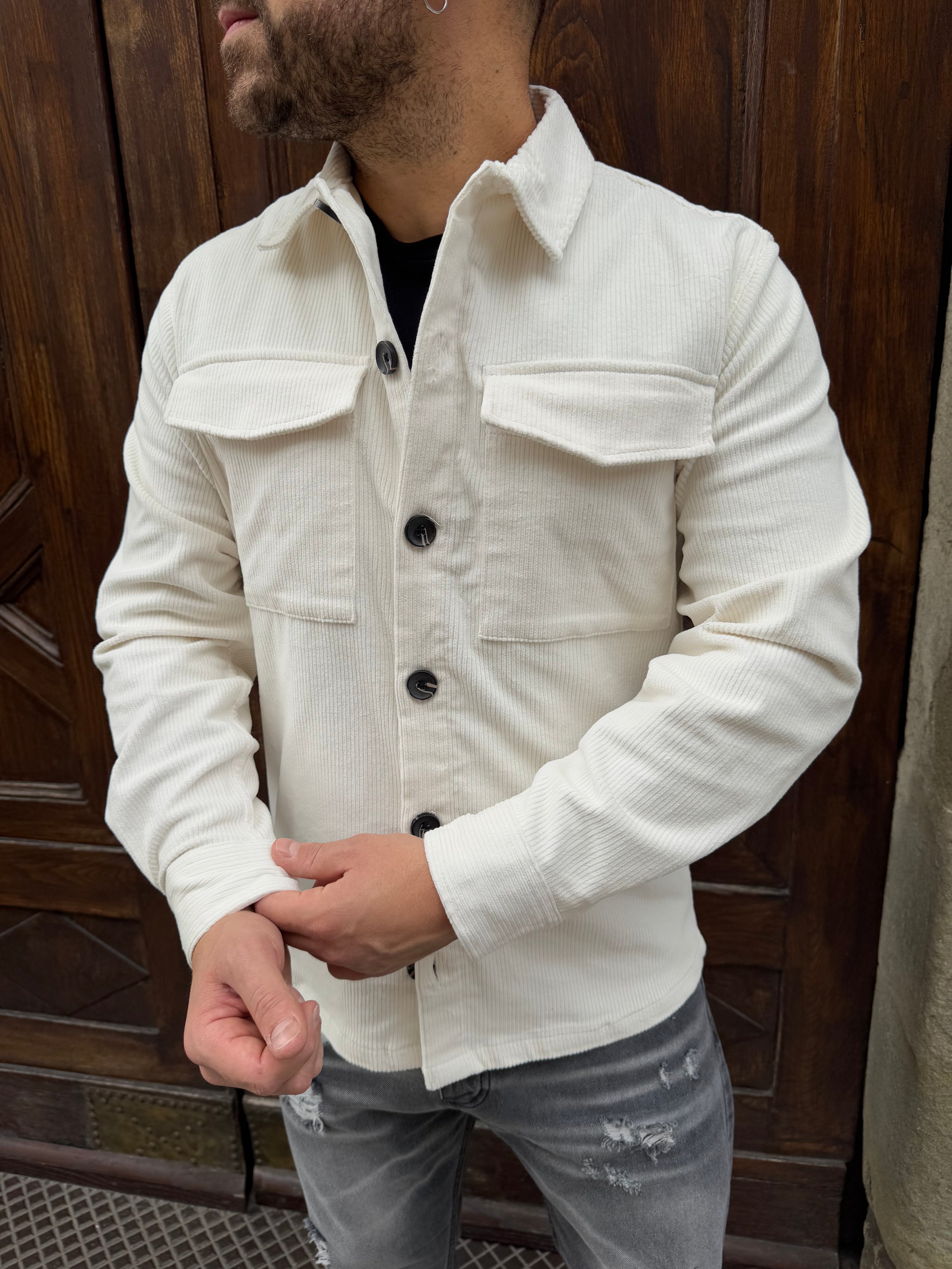 Giacca/ camicia OVER di Hamaki-Ho in velluto panna