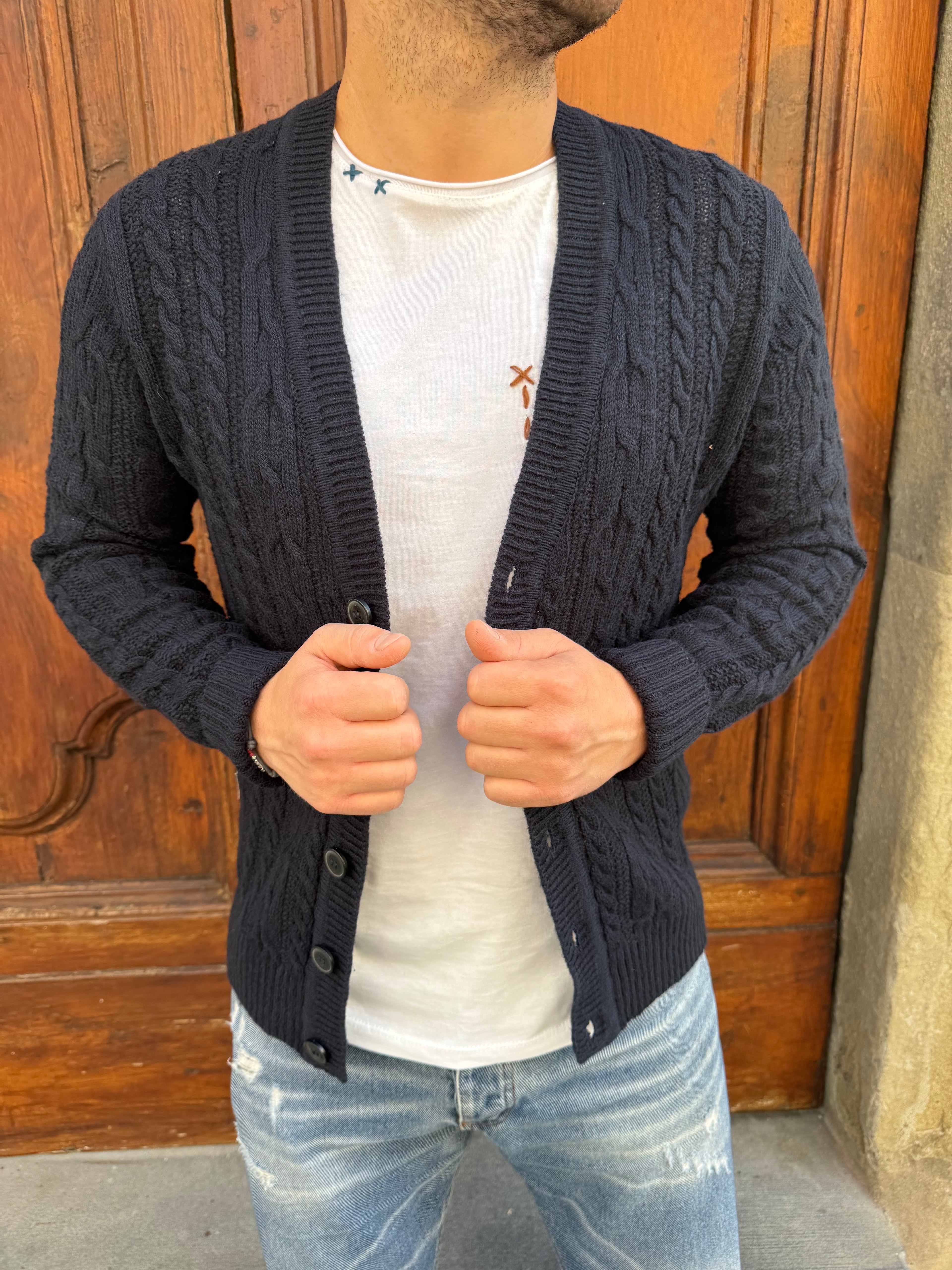 Cardigan Treccia di Hamaki-Ho blu