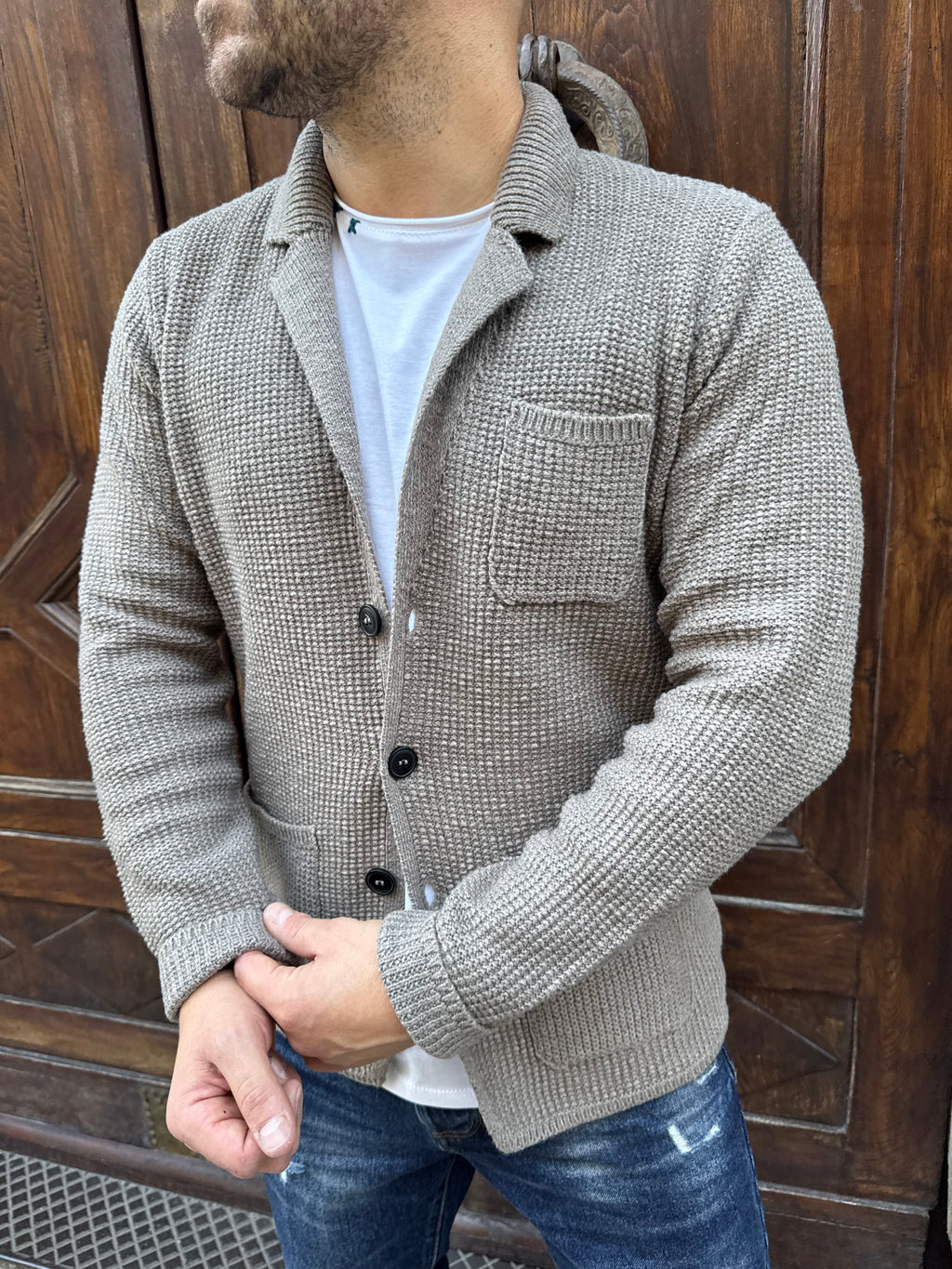 Giacca cardigan Milano di Hamaki-Ho tortora