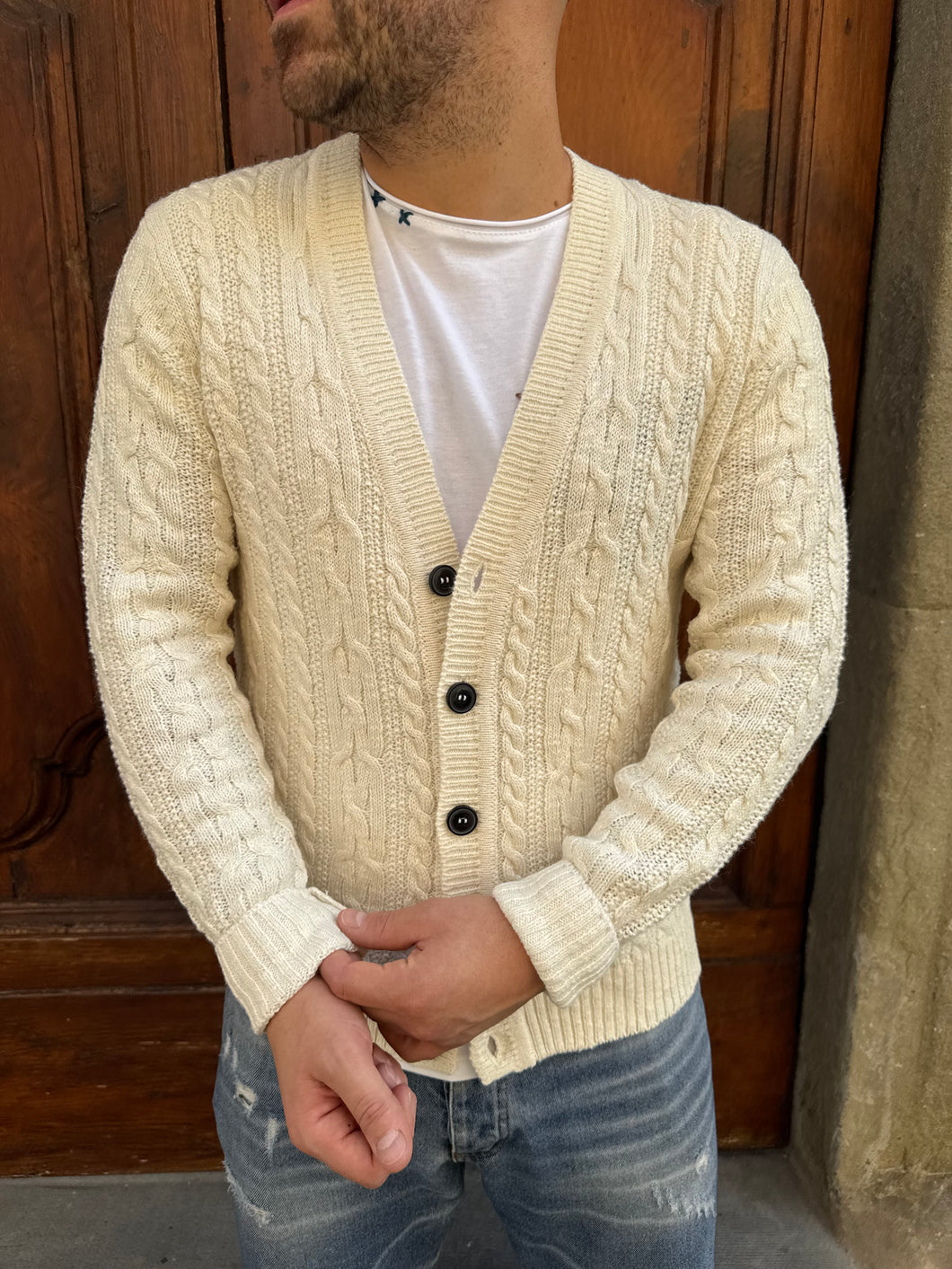 Cardigan Treccia di Hamaki panna