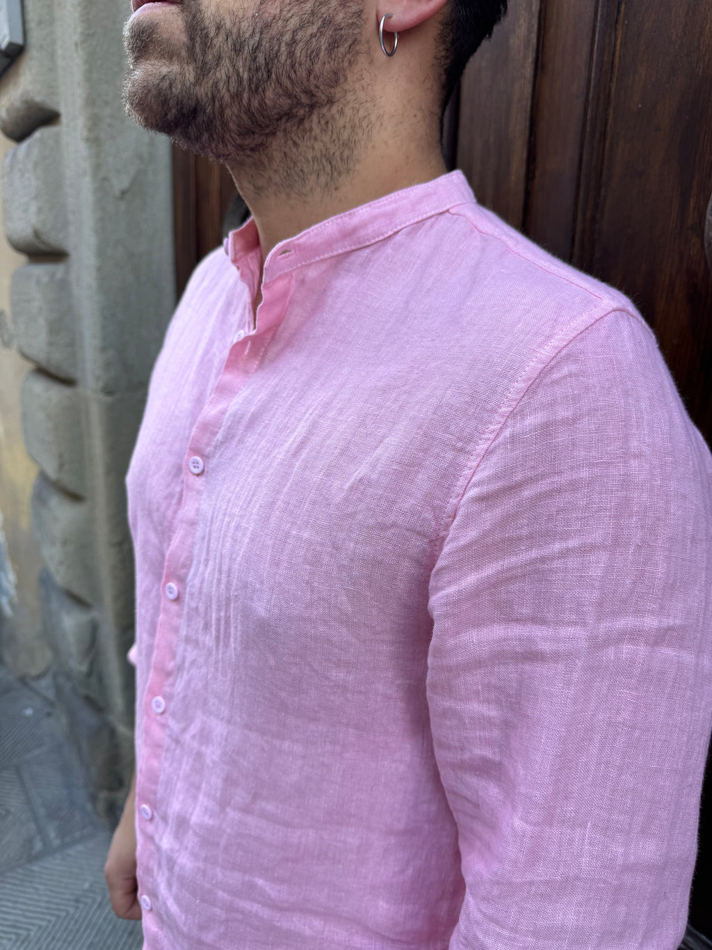 Camicia Roma puro lino rosa