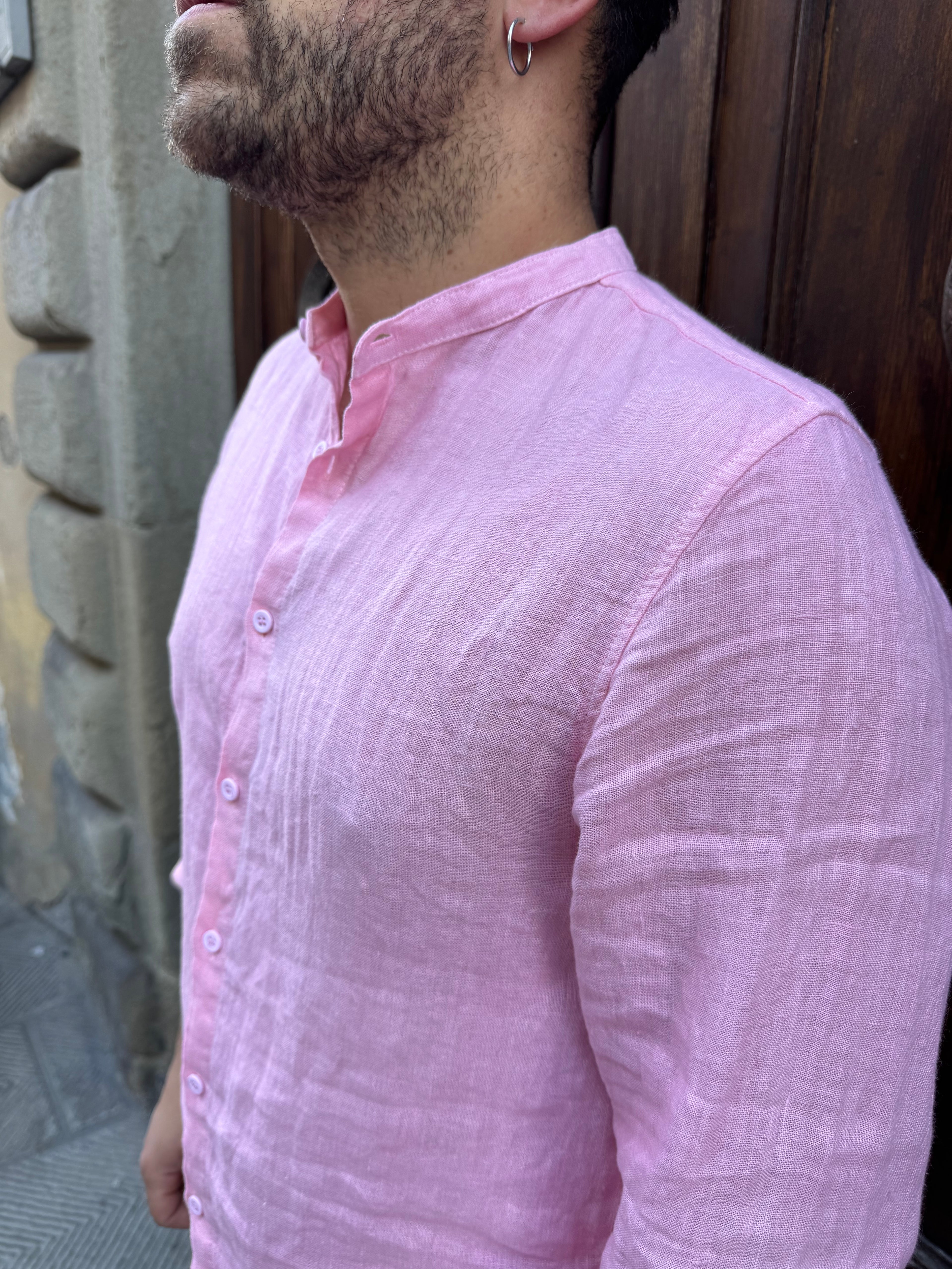 Camicia Roma puro lino rosa