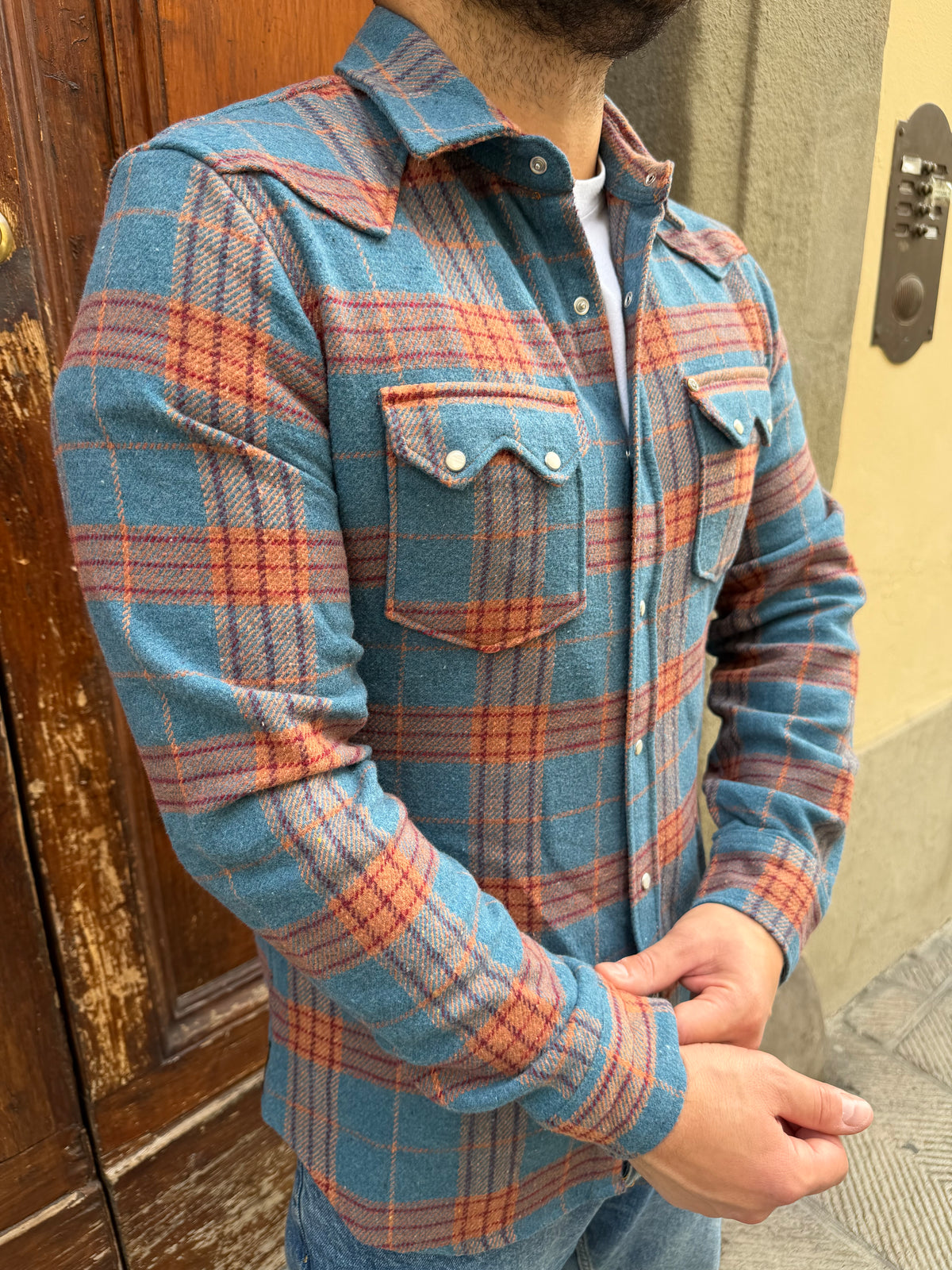 Camicia Pont in flanella a quadri petrolio