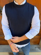 Gilet in maglia di Telamira in misto cachemire blu