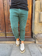 Pantalone Chinos in velluto di Telamira petrolio