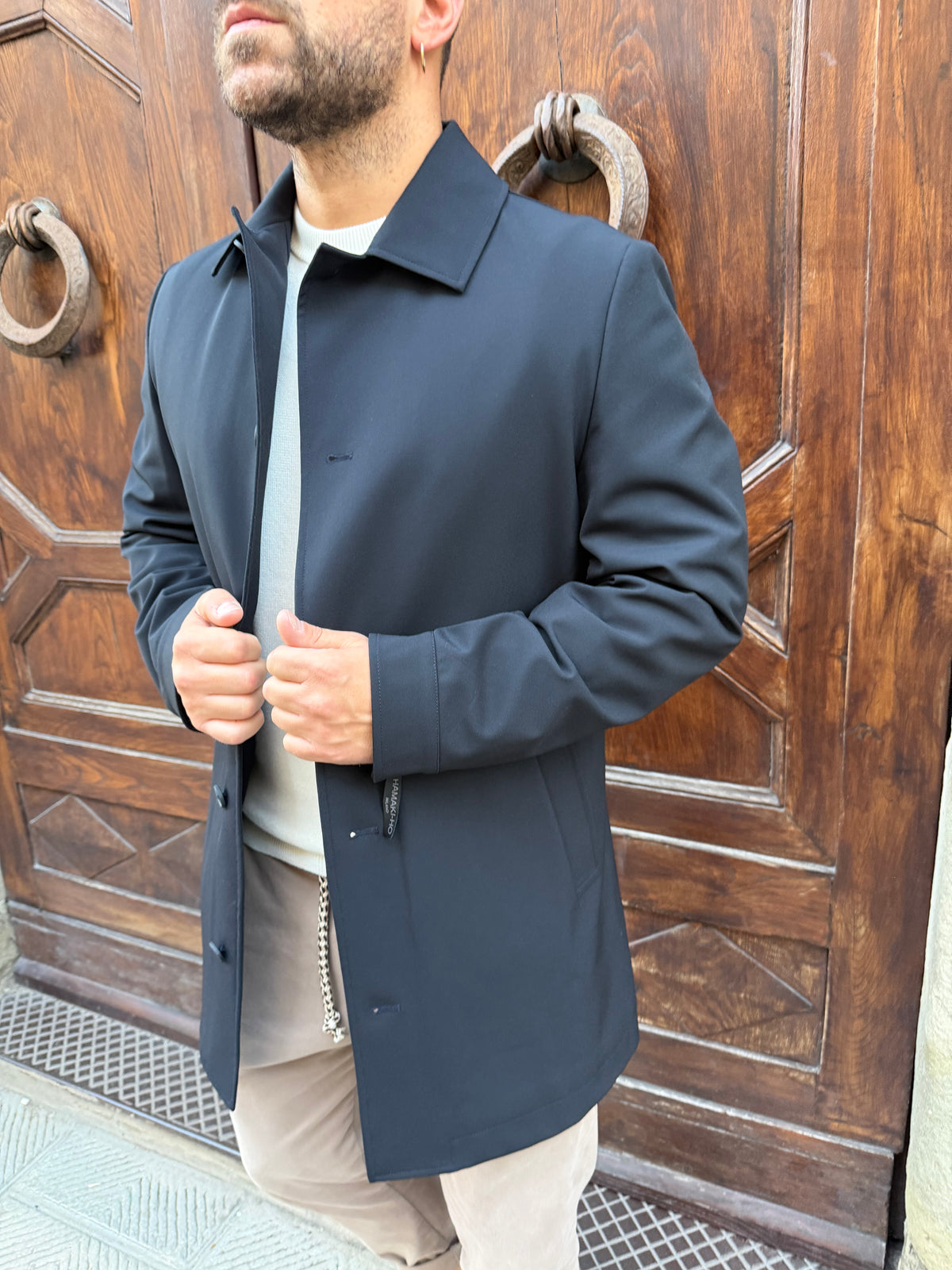 Trench di Hamaki-Ho blu navy