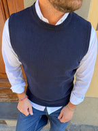 Gilet in maglia di Telamira in misto cachemire blu