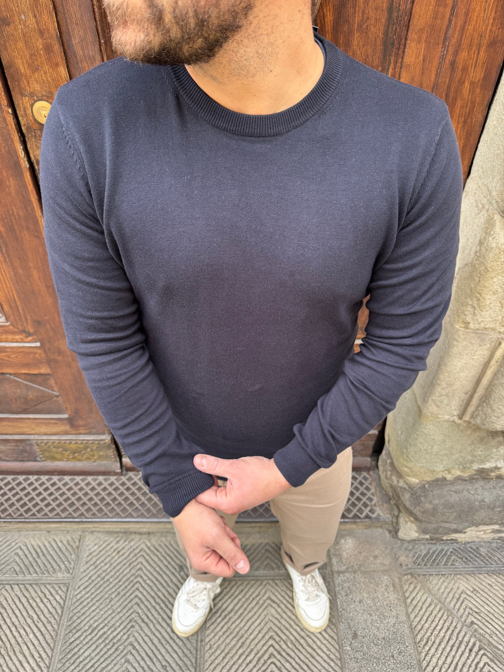 Maglioncino girocollo di Tiffosi blu navy