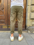 Pantalone Cargo lino di Hamaki-ho verde