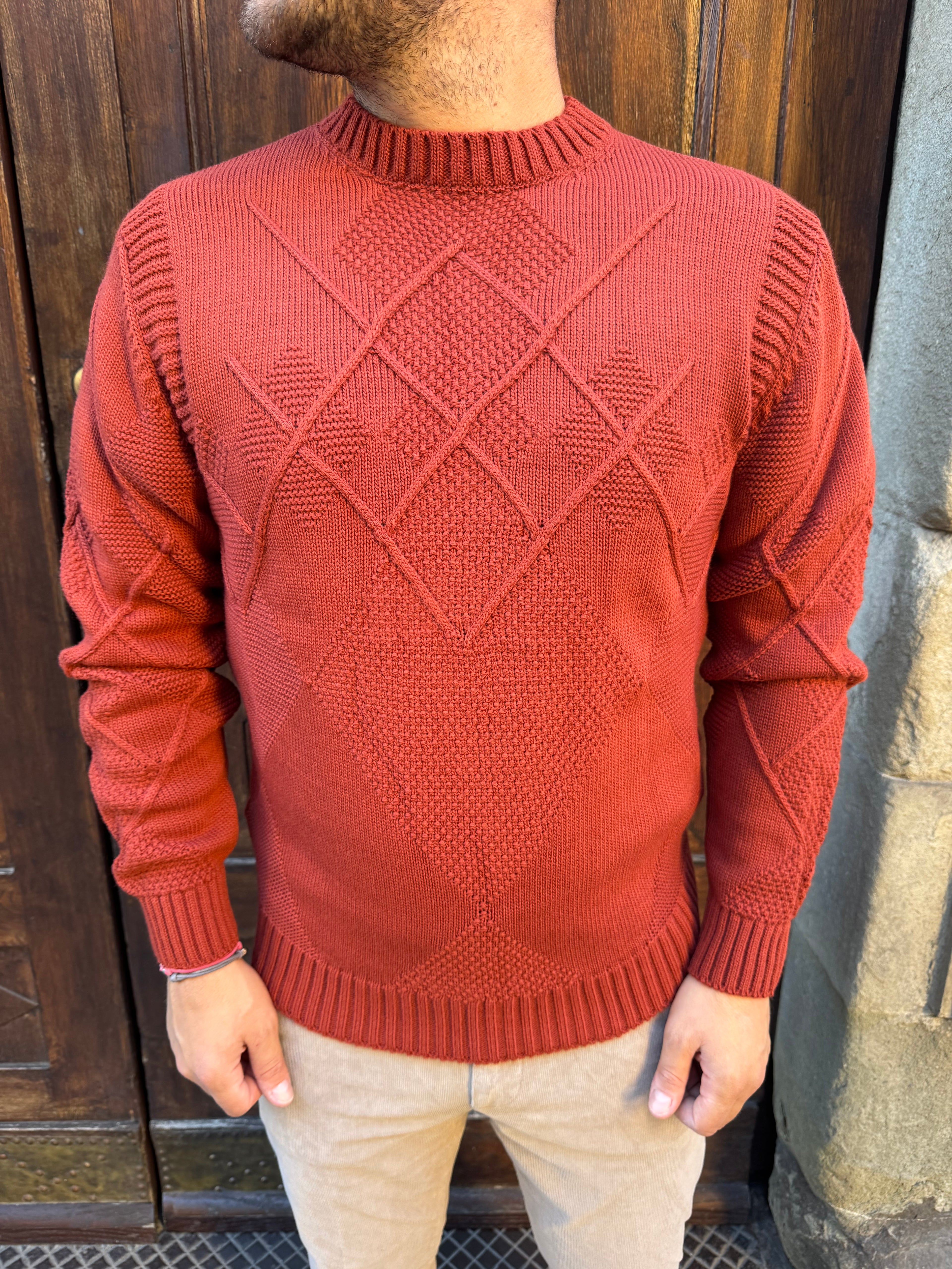 Maglioncino Rombo di Telamira ruggine