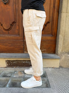 Pantalone cargo in lino di Hamaki-Ho sabbia