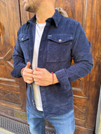 Camicia maxi velluto di Petrol Ind. blu.