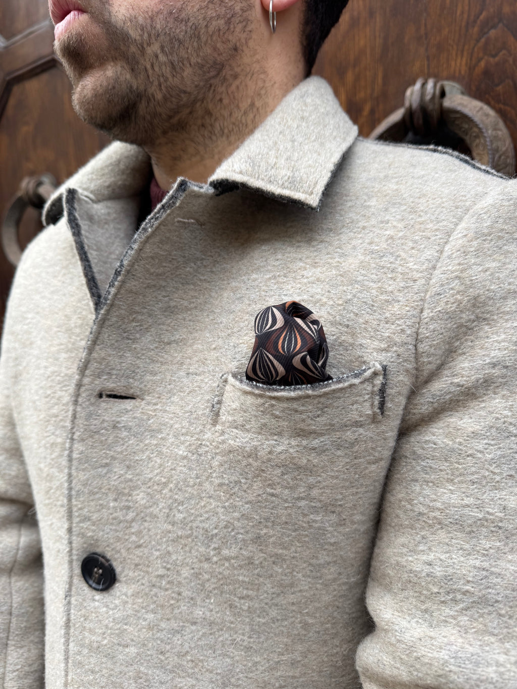 Cappotto James in lana cotta beige