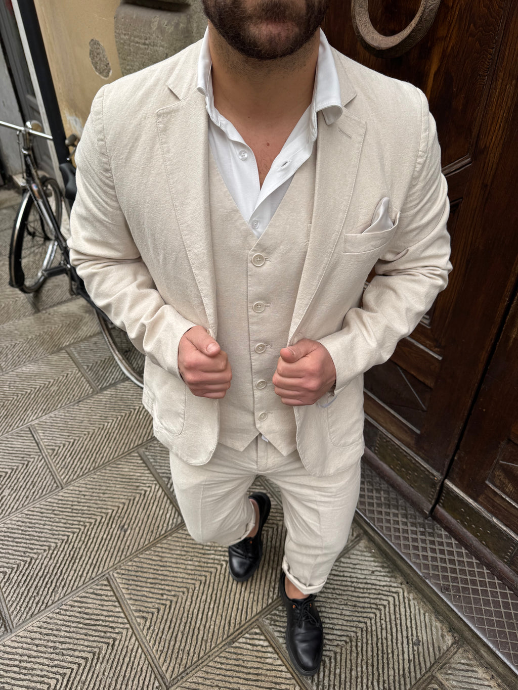 Giacca completo Roger di Hamaki-Ho sabbia