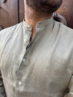Camicia di Tréz in puro lino verde