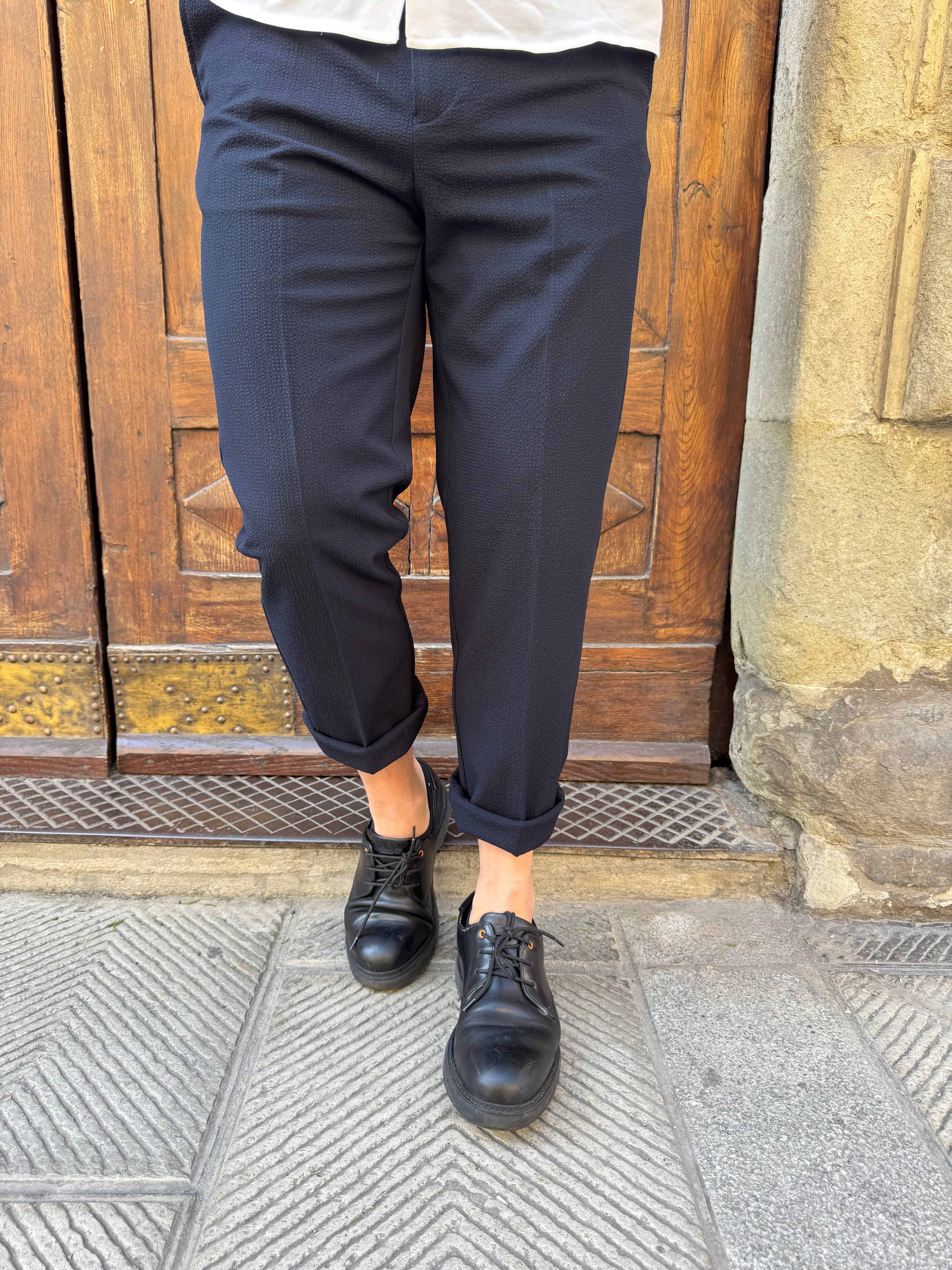 Pantalone completo Seersucker di Hamaki-Ho blu navy