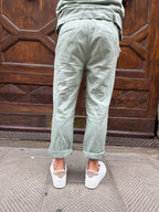 Pantalone coordinato Hamaki-Ho in lino verde acqua