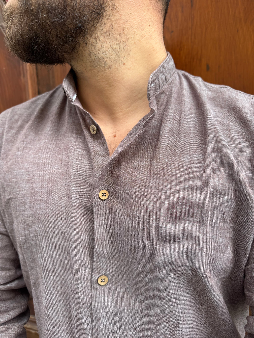 Camicia Lino coreana di Hamaki-Ho moro