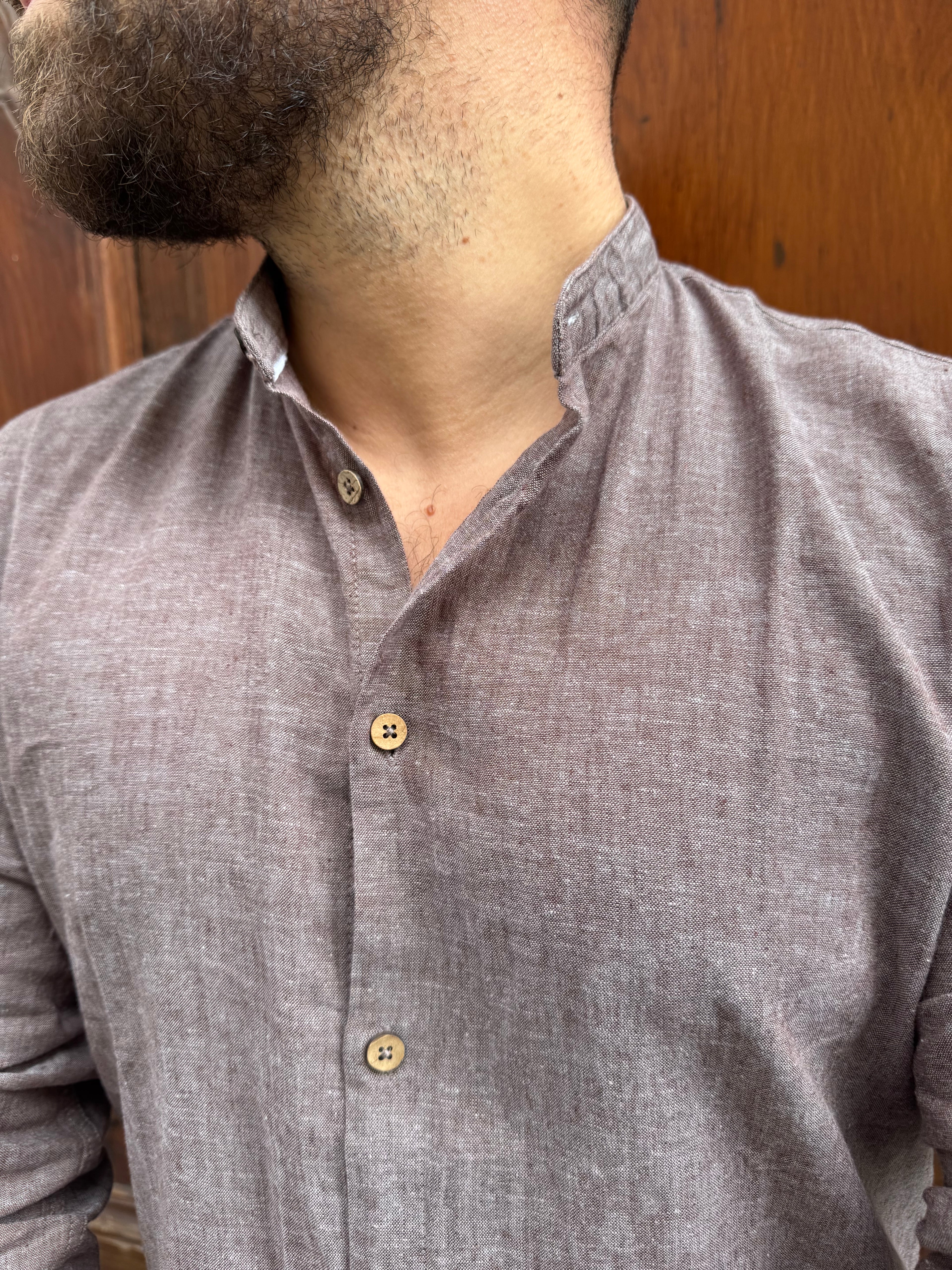 Camicia Lino coreana di Hamaki-Ho moro