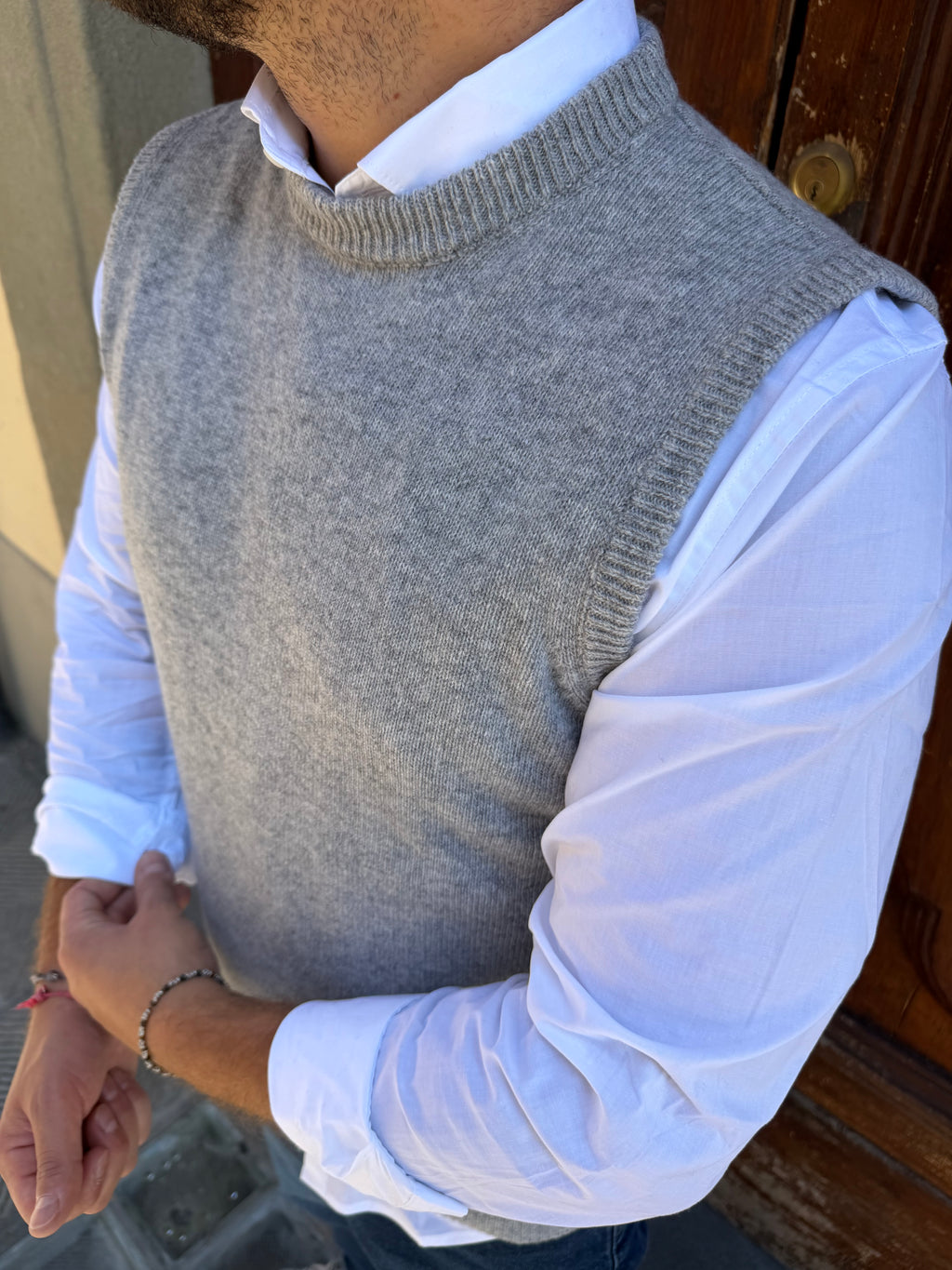 Gilet in maglia di Telamira misto cachemire grigio