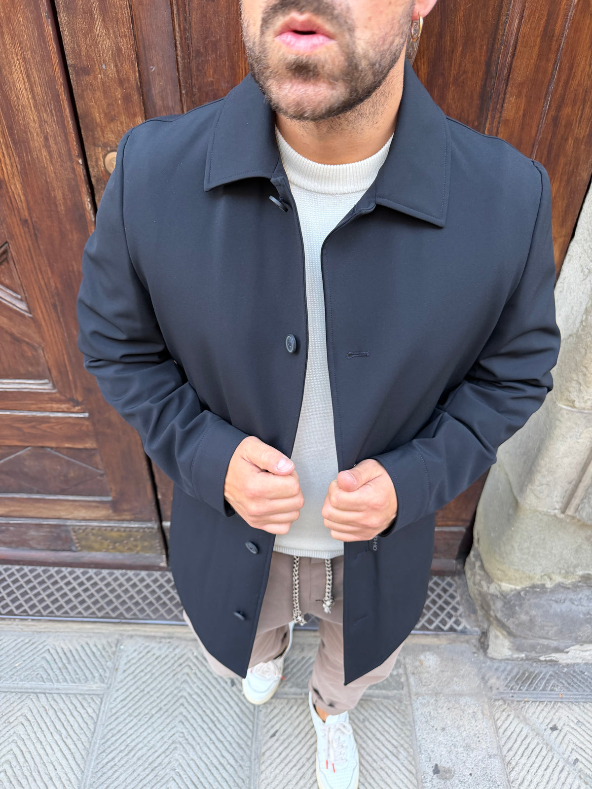 Trench di Hamaki-Ho blu navy