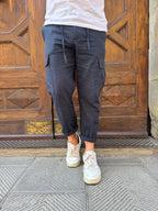 Pantalone Cargo lino di Hamaki-ho blu