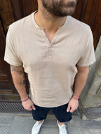 T-Shirt Serafino di Tréz sabbia