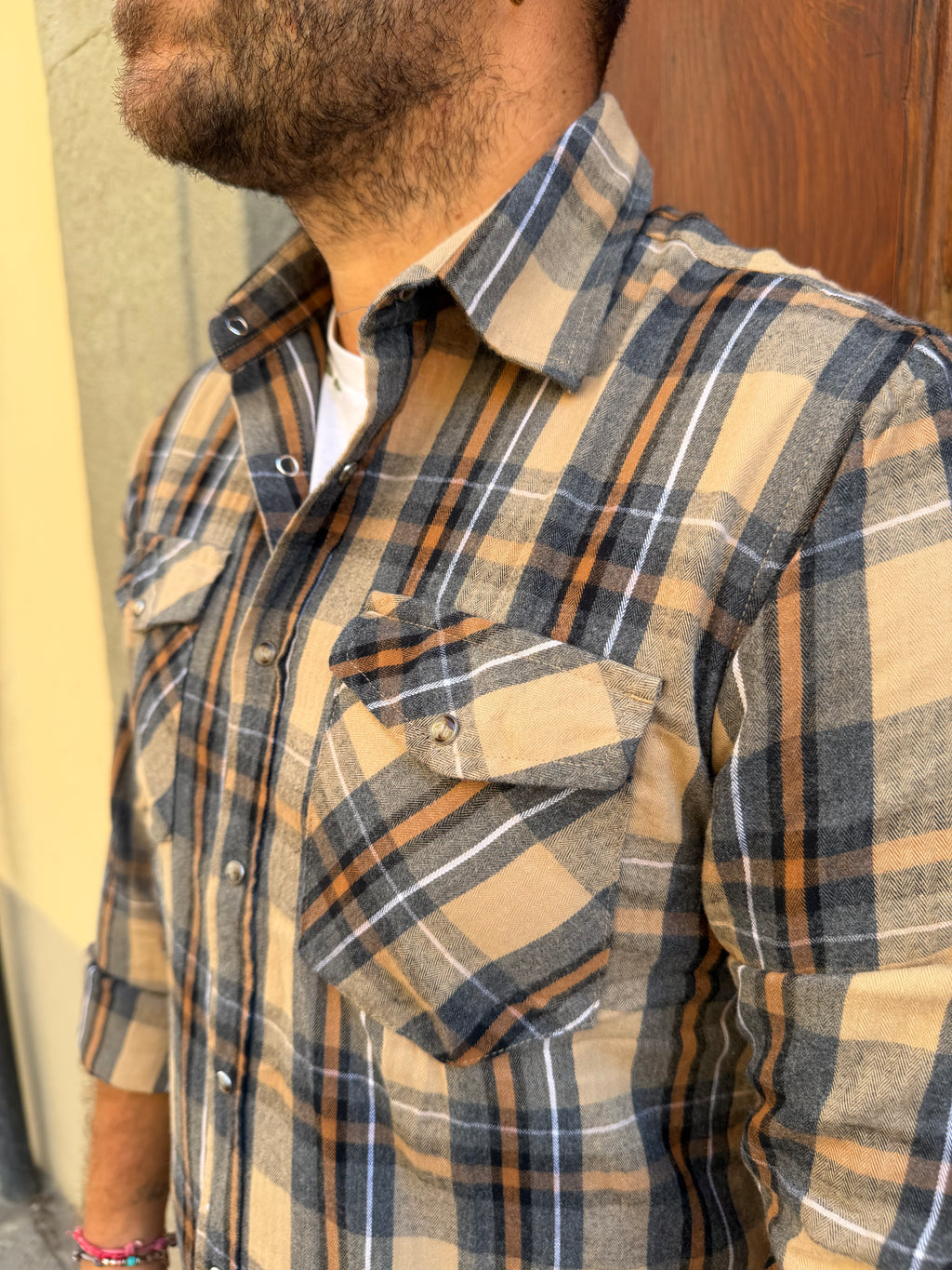 Camicia Quadro 01 di Tréz beige