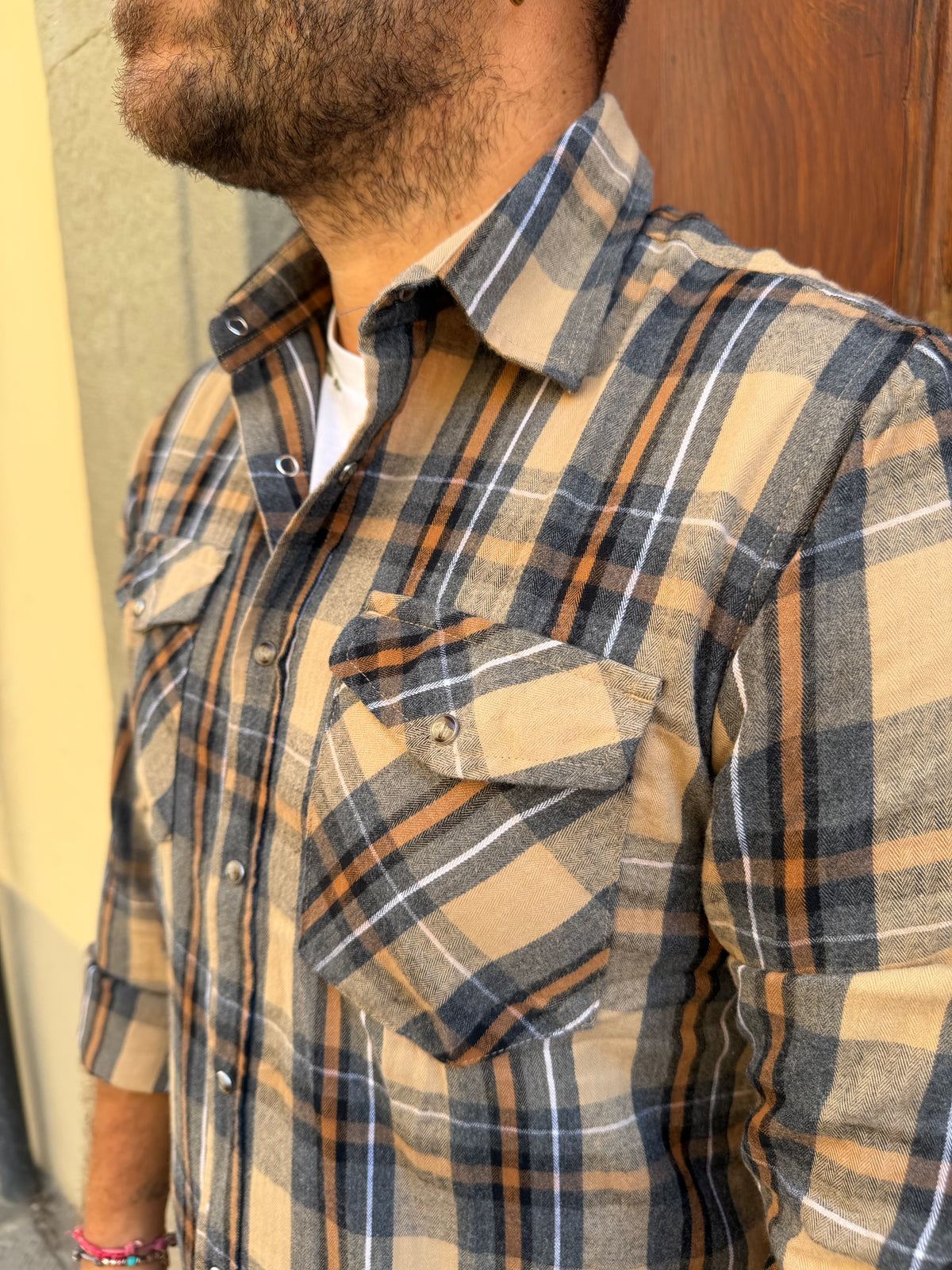 Camicia Quadro 01 di Tréz beige
