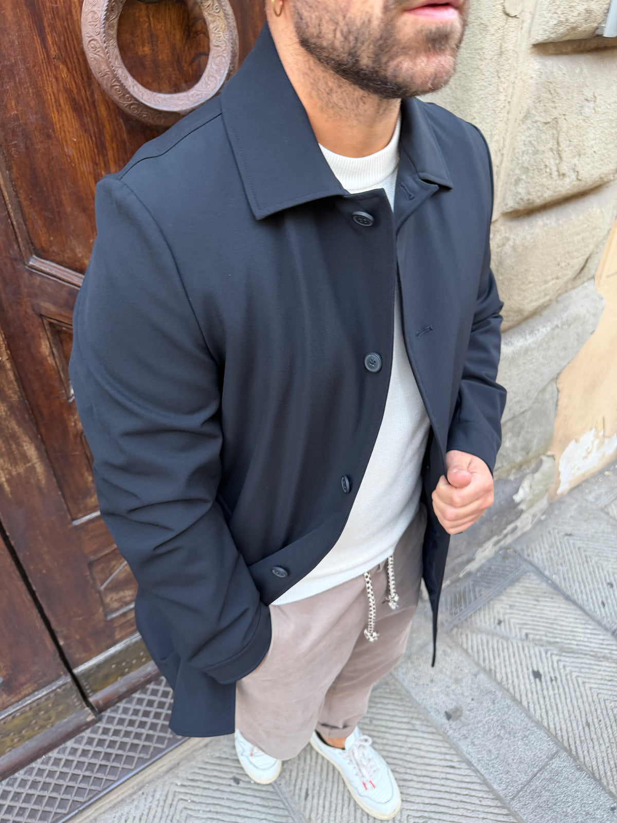 Trench di Hamaki-Ho blu navy