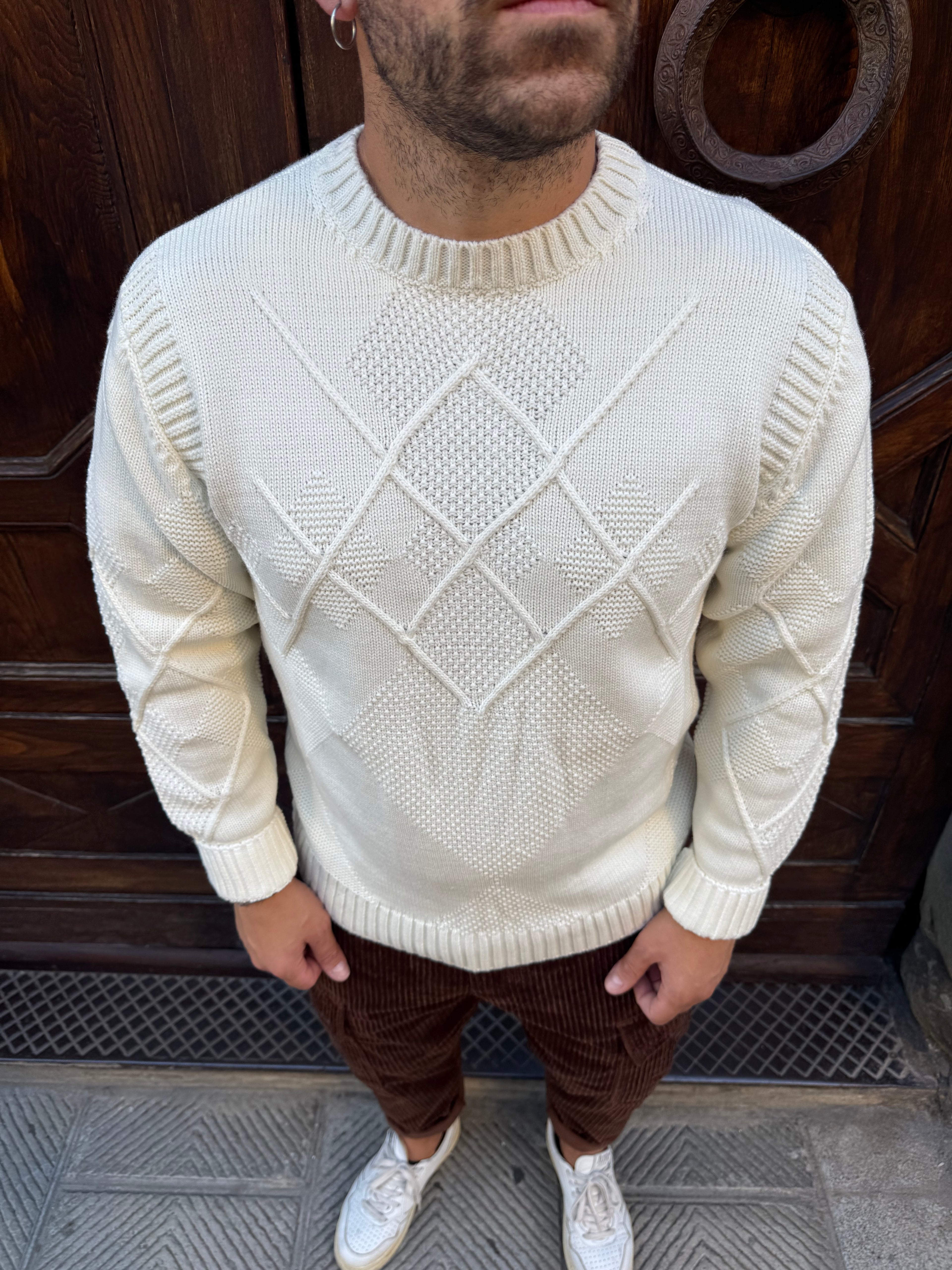 Maglioncino Rombo di Telamira panna