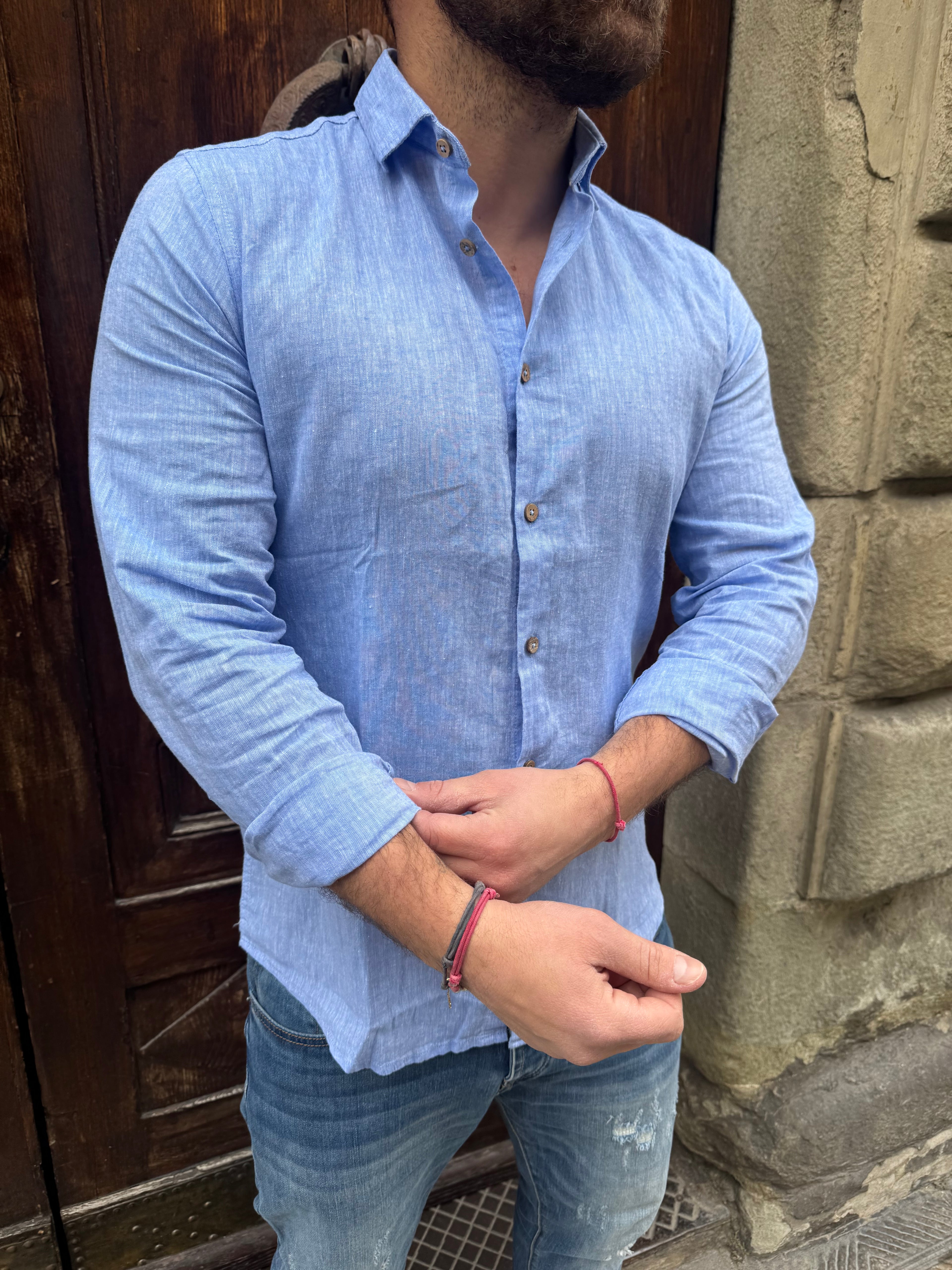 Camicia Lino di Hamaki-Ho azzurra