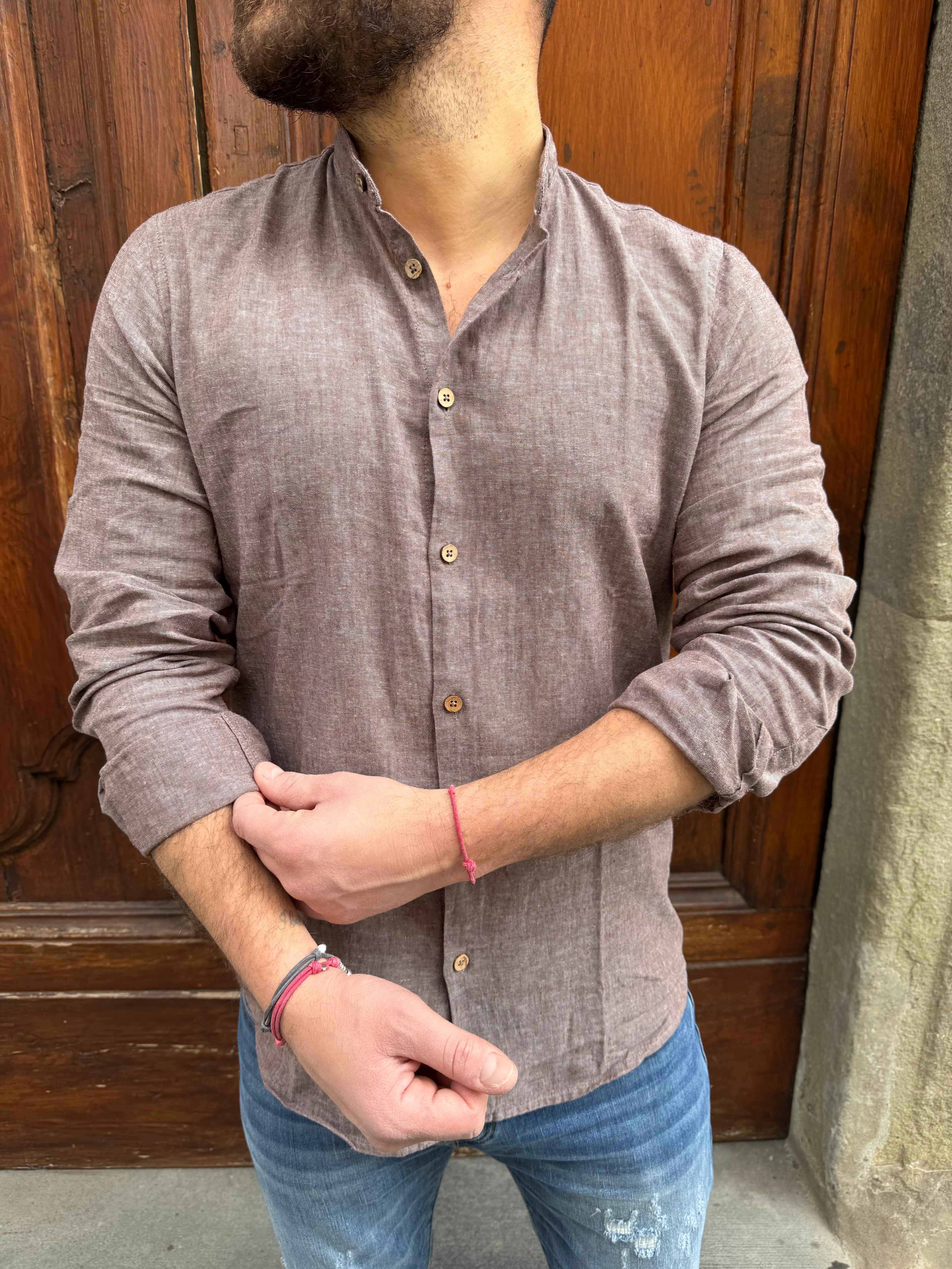 Camicia Lino coreana di Hamaki-Ho moro