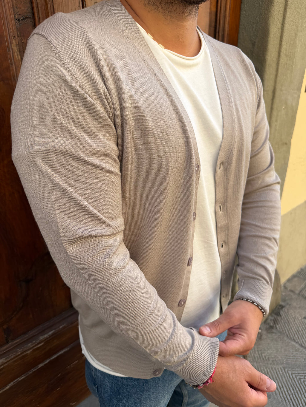 Cardigan Oscar di Tréz tortora