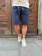 Bermuda Paul blu di Yes Zee in lino