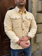 Camicia maxi in velluto di Petrol crema